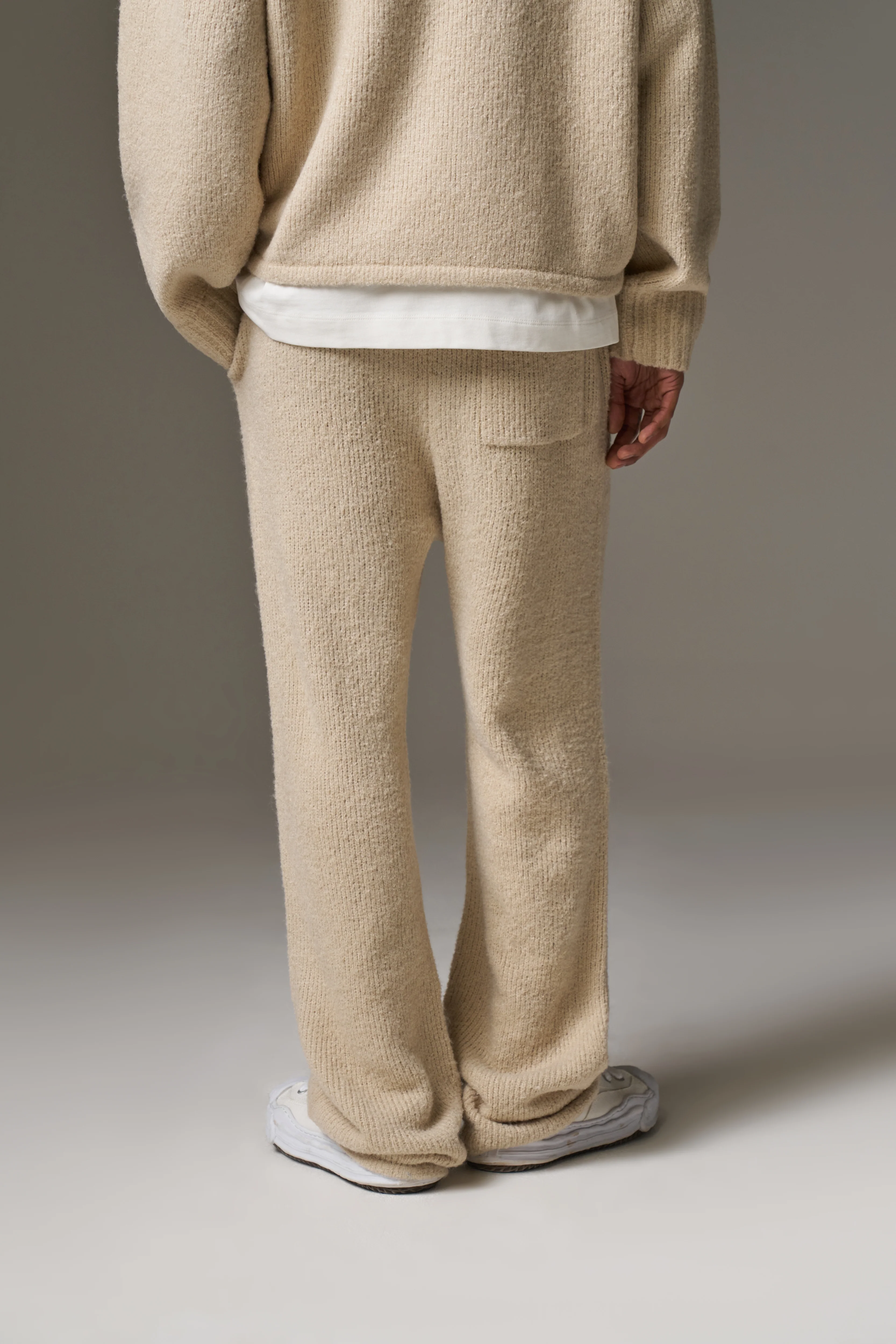 BOUCLE KNIT PANTS - STONE