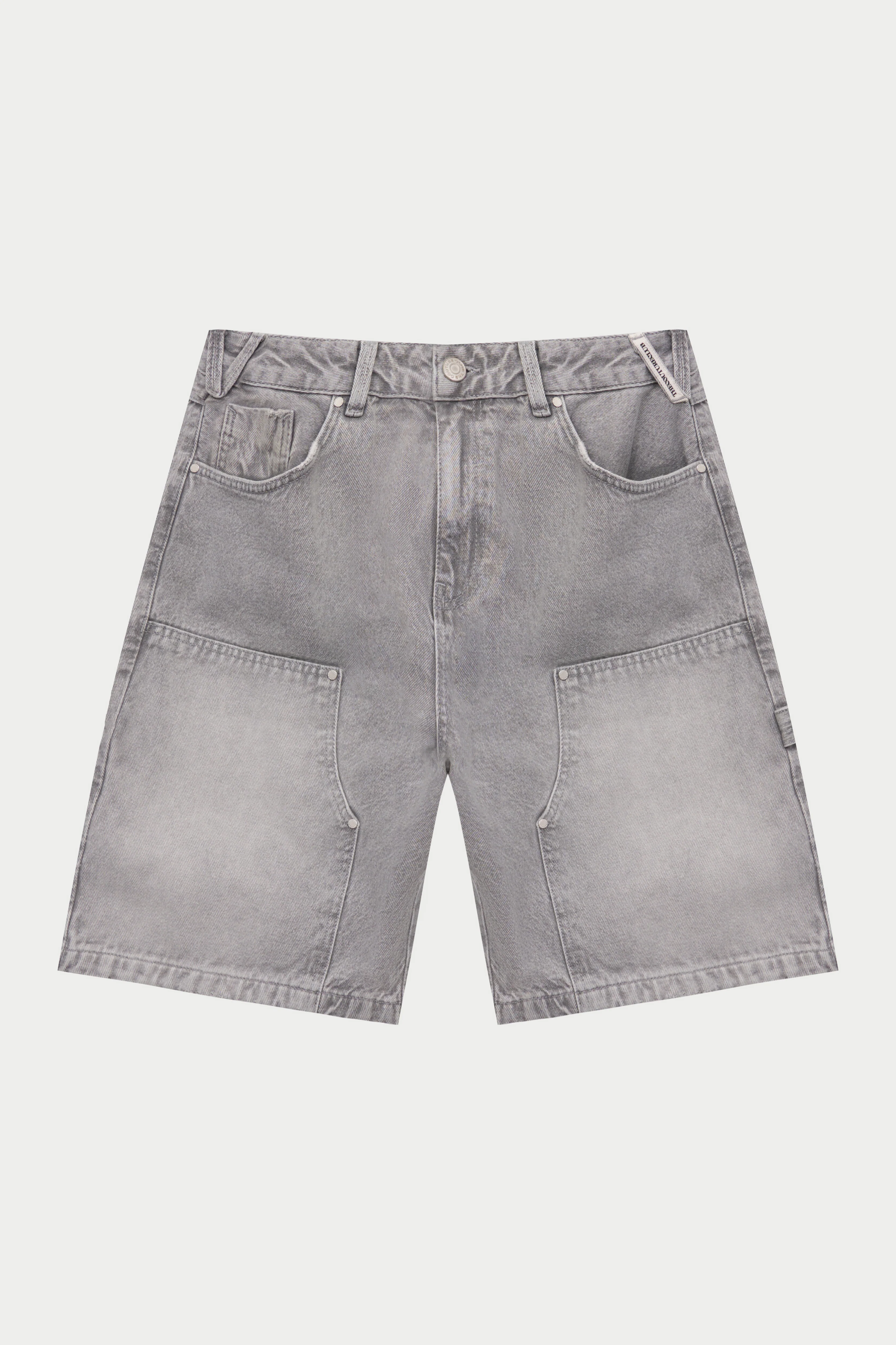 DENIM CARPENTER SHORTS - GREY WASH