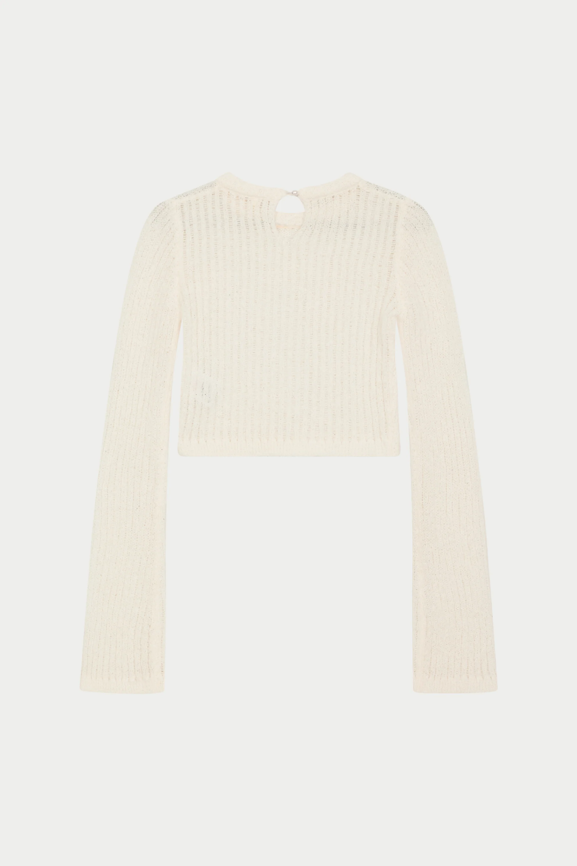 LADDER KNIT LONG SLEEVE TOP - CREAM