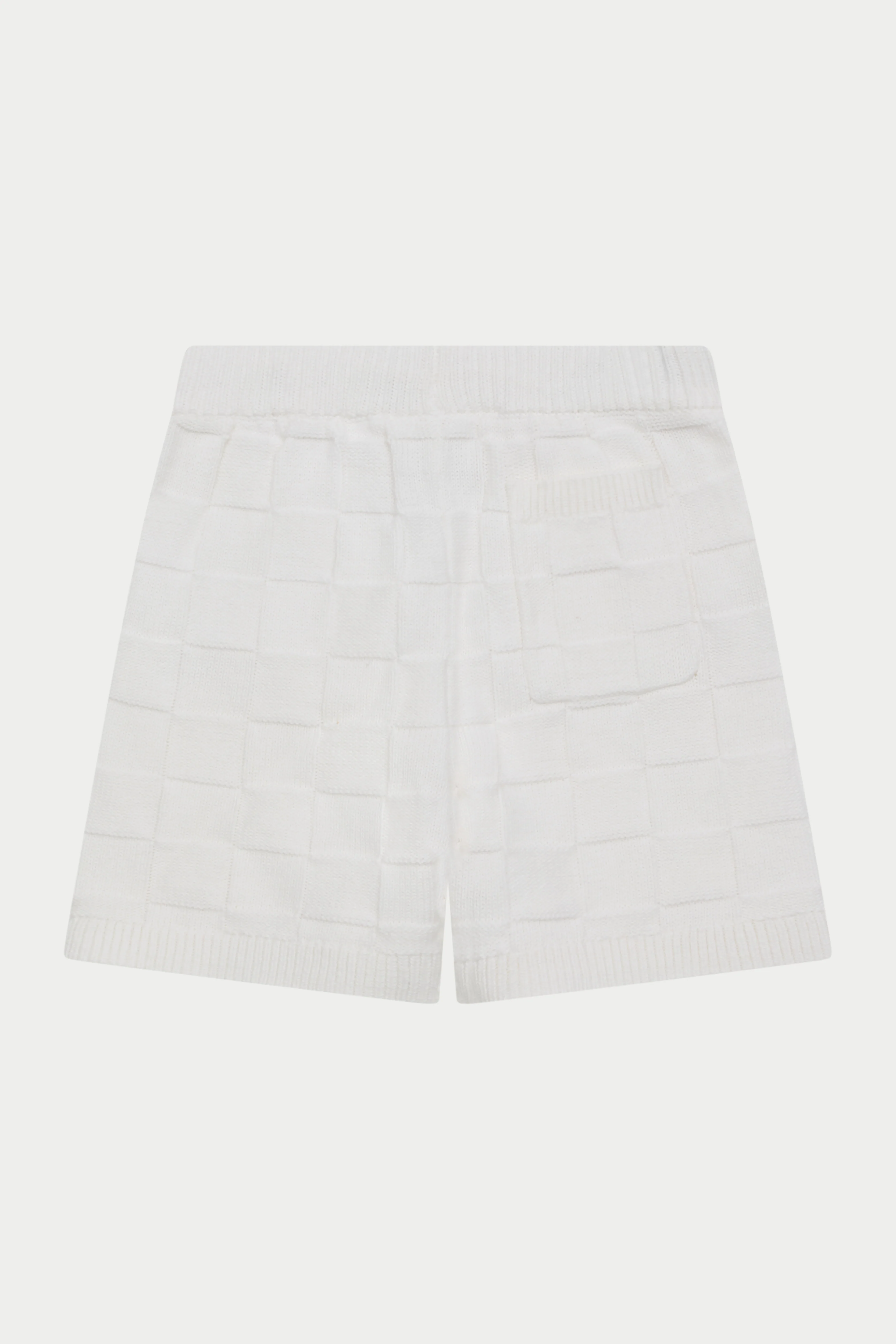 JUNIOR CHECKERBOARD KNITTED SHORT - OFF WHITE