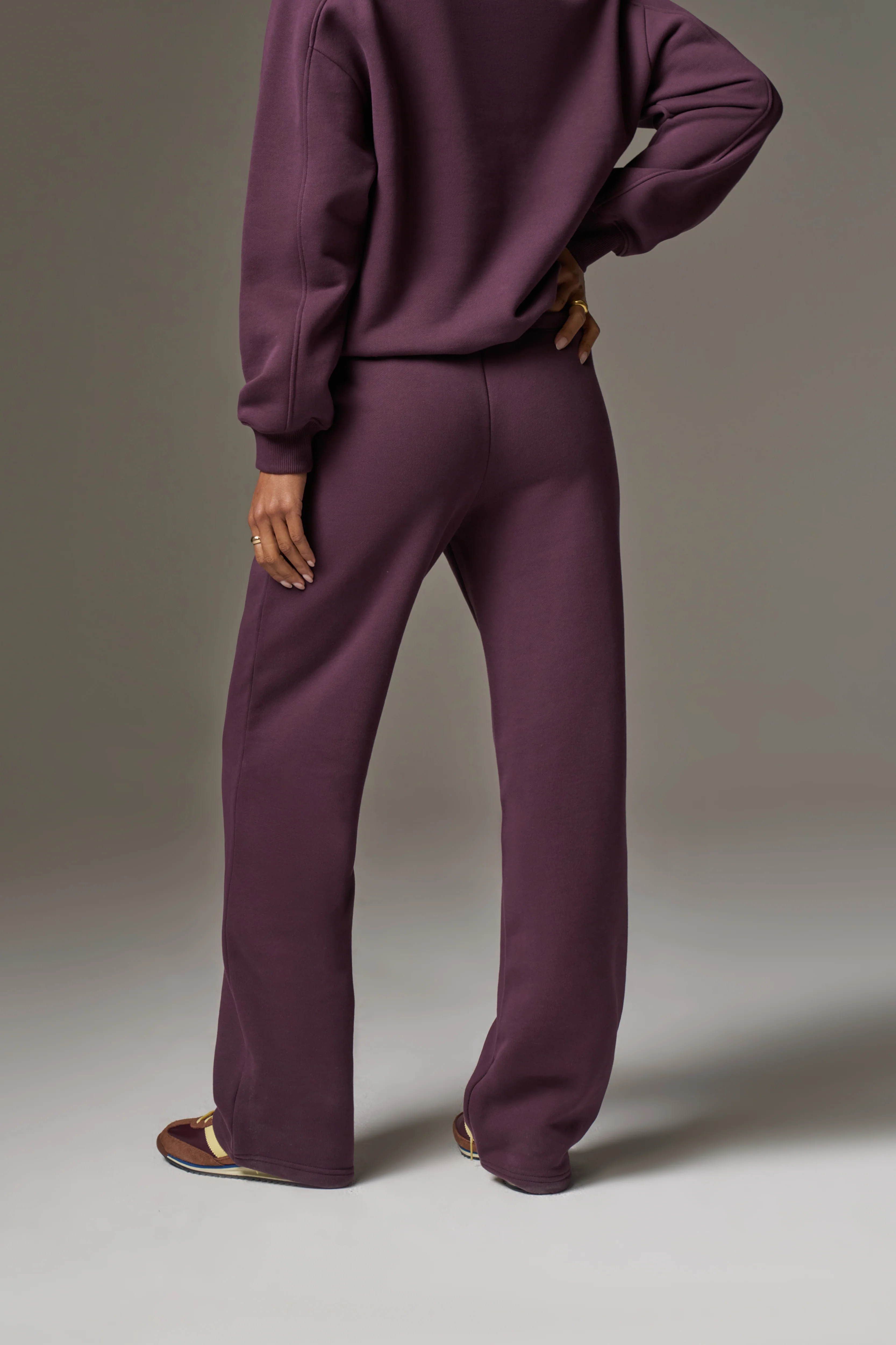 EMBOSSED STRAIGHT LEG JOGGERS - PURPLE