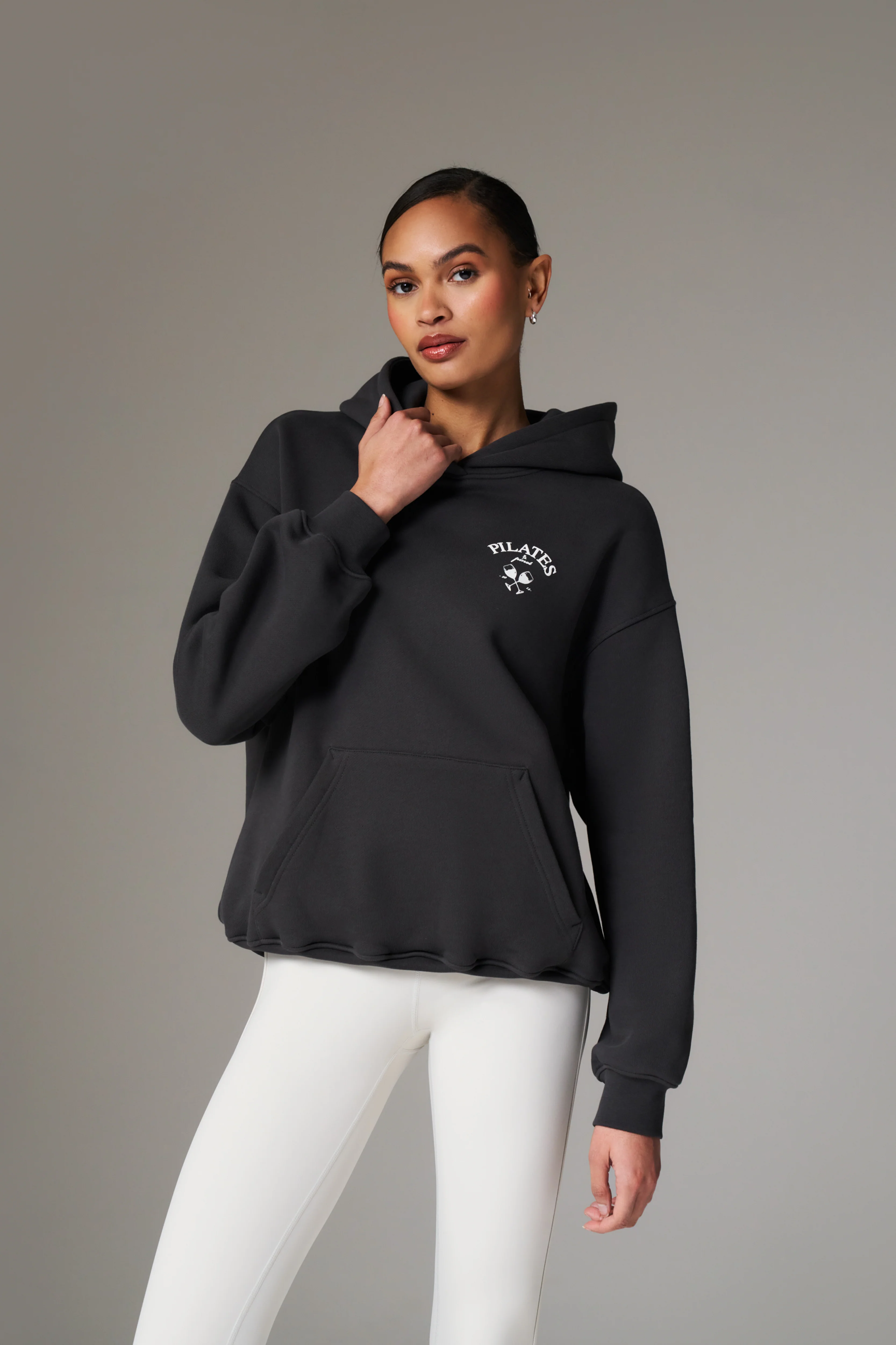 PILATES & PINOT OVERSIZED HOODIE - MIDNIGHT GREY