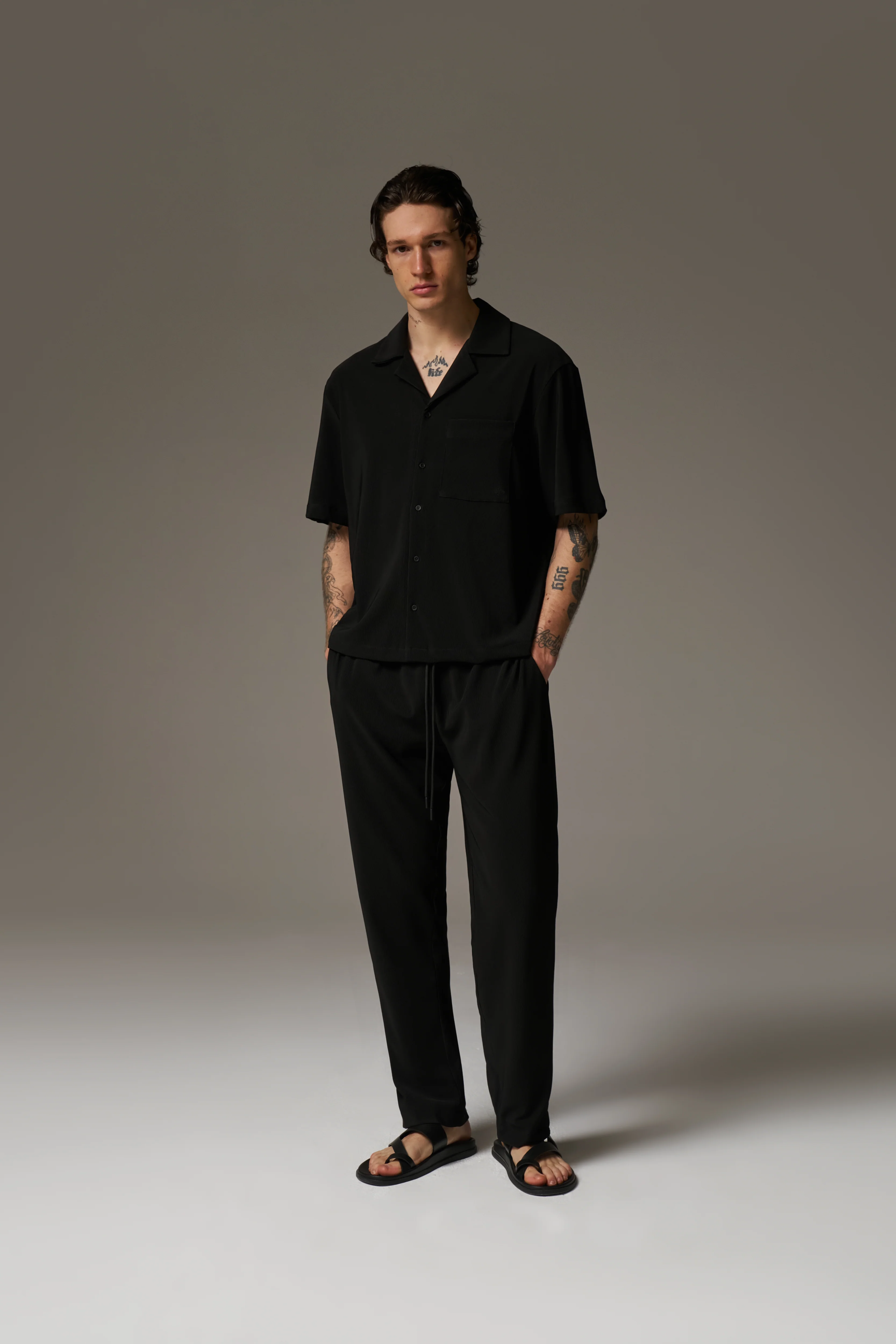 RIBBED TROUSERS - BLACK