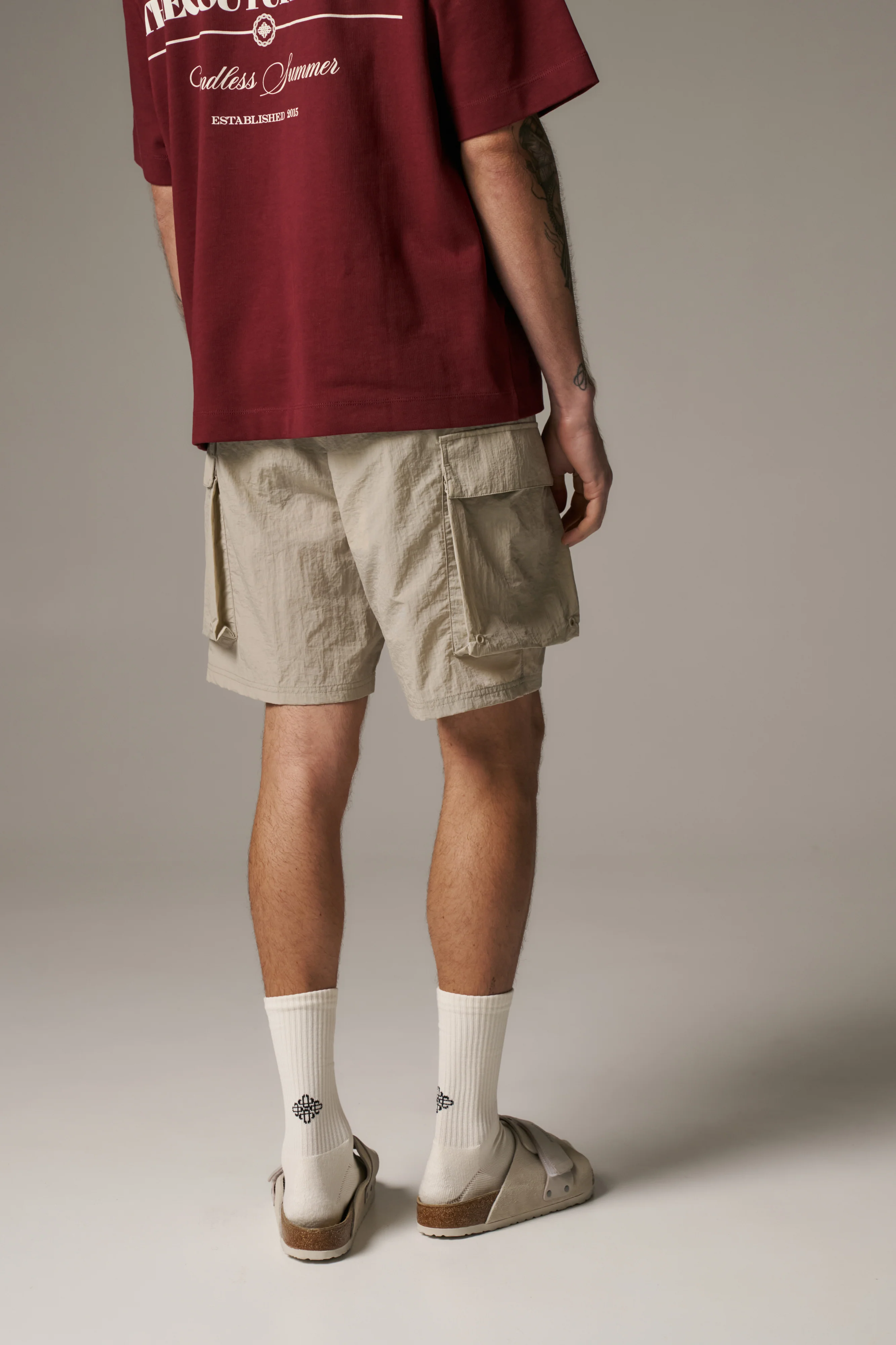 CARGO POCKET SWIM SHORTS - BEIGE
