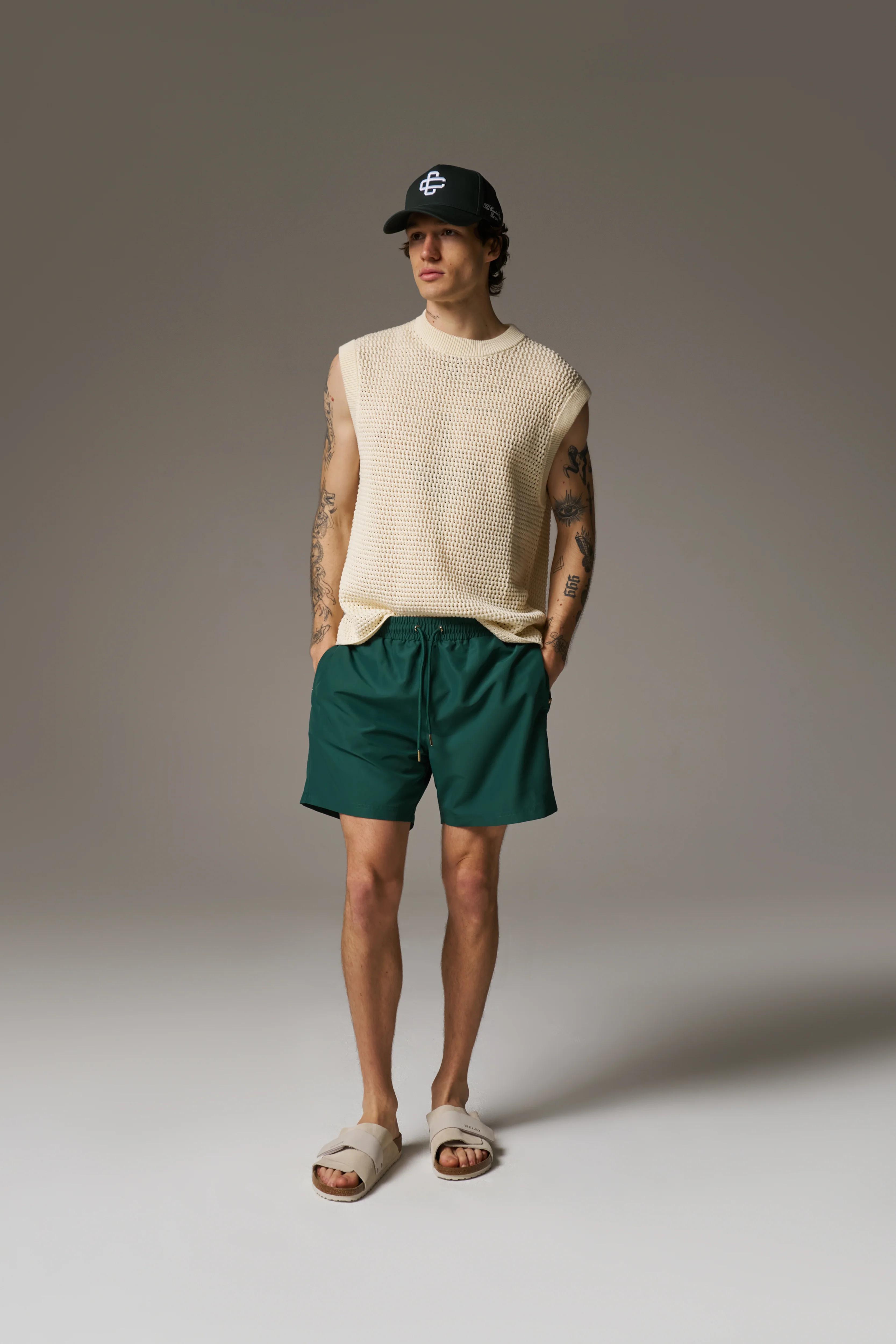 WATER REACTIVE EMBLEM SWIM SHORT - GREEN