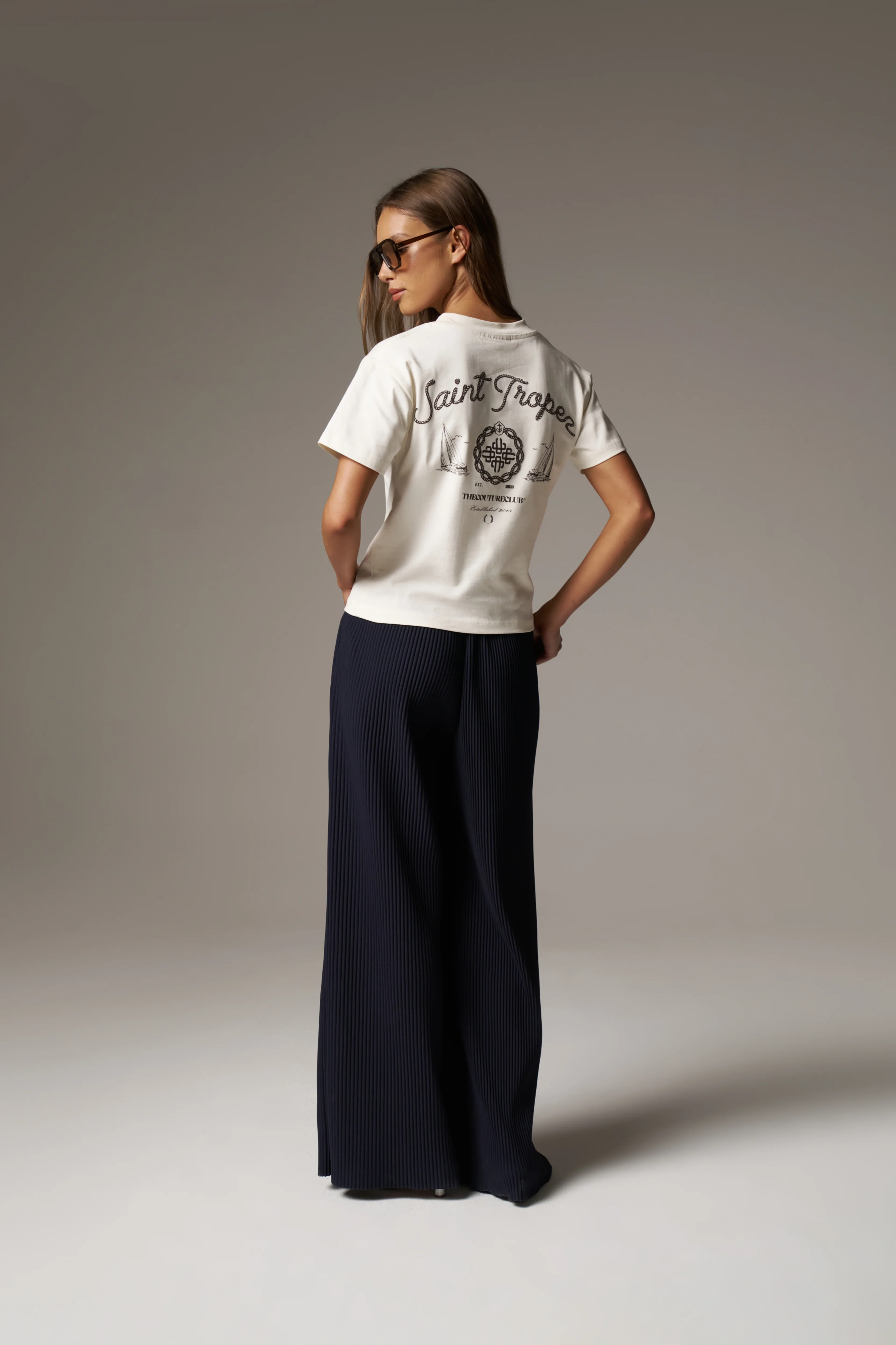 PLISSE TROUSERS - NAVY
