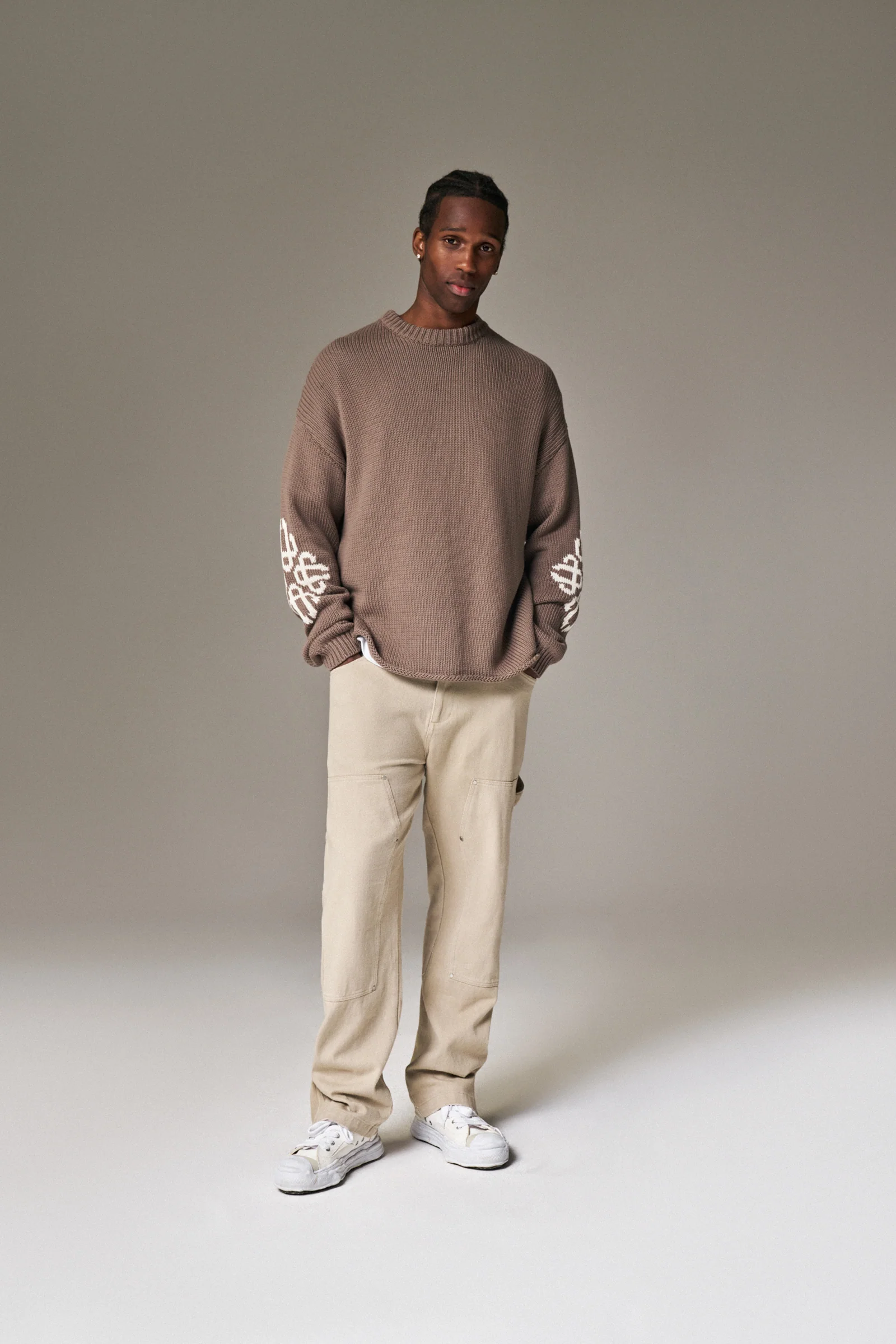 TWILL RIVET DETAIL CARPENTER PANT - BEIGE