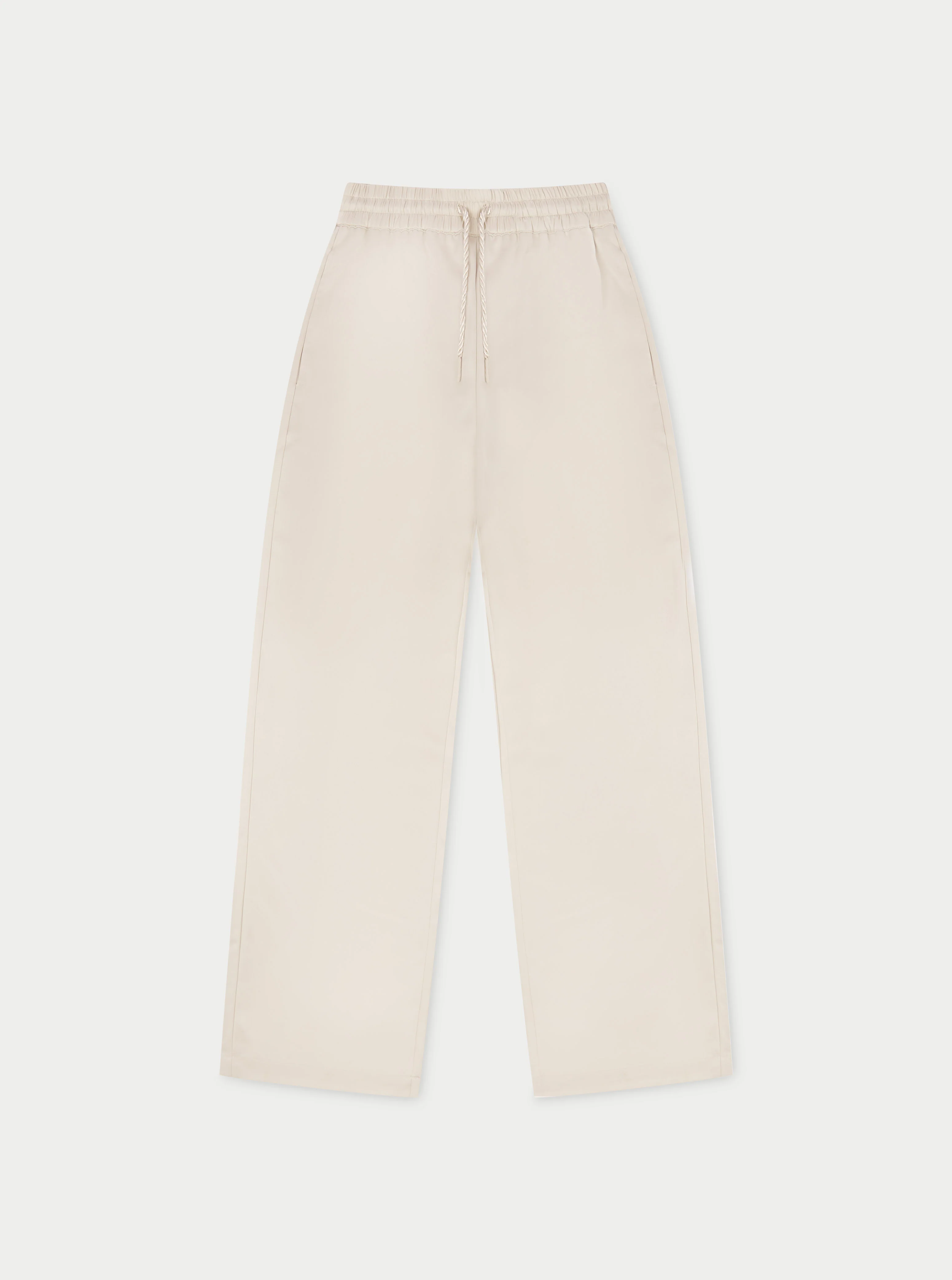 SATIN EMBLEM TROUSERS - BEIGE
