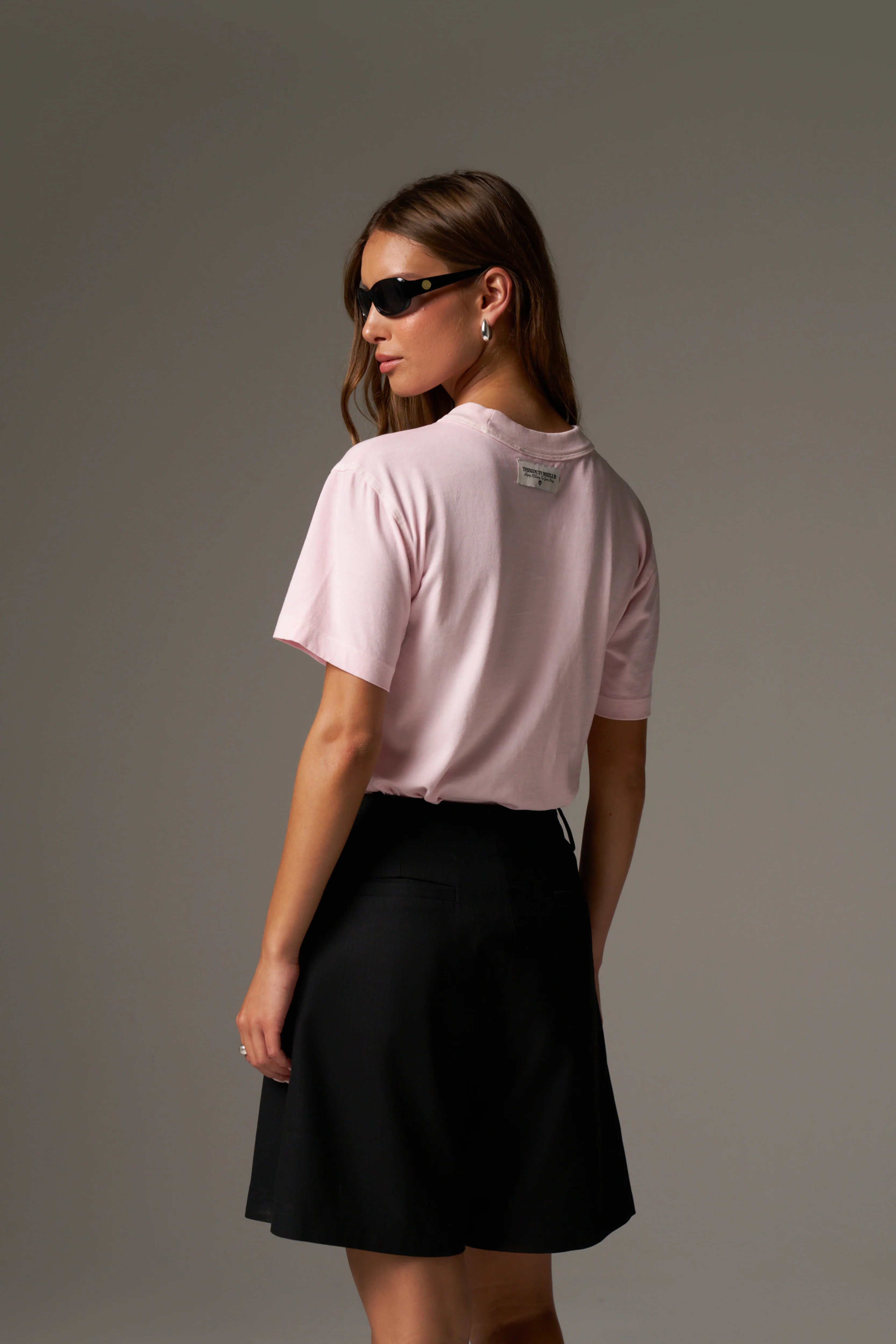 SHADOW PRINT EMBLEM T-SHIRT - WASHED PINK