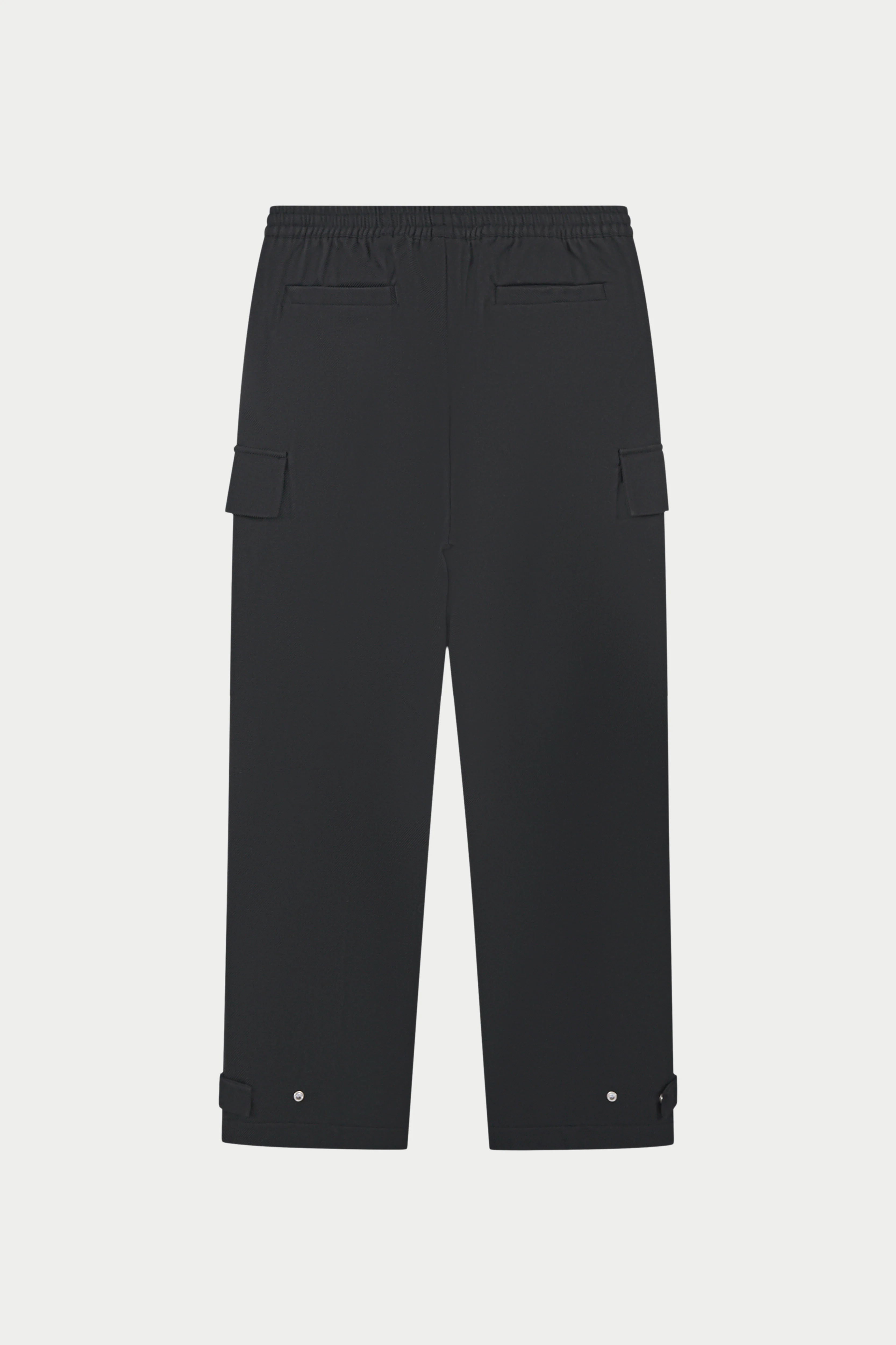PLEATED WIDE LEG WOOL BLEND TROUSERS - BLACK