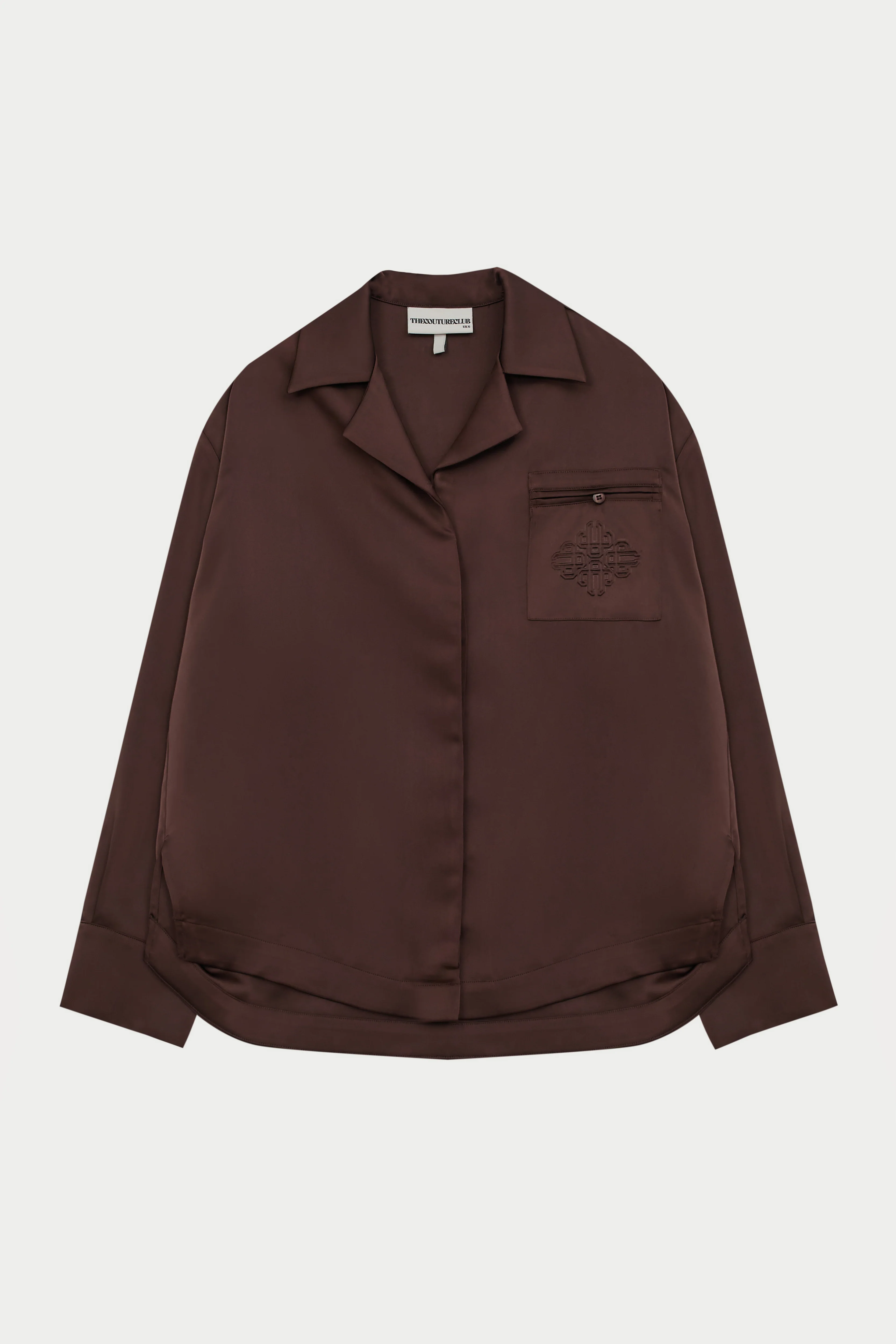 SATIN TAILORED RELAXED SHIRT - DEEP CHOCOLATE