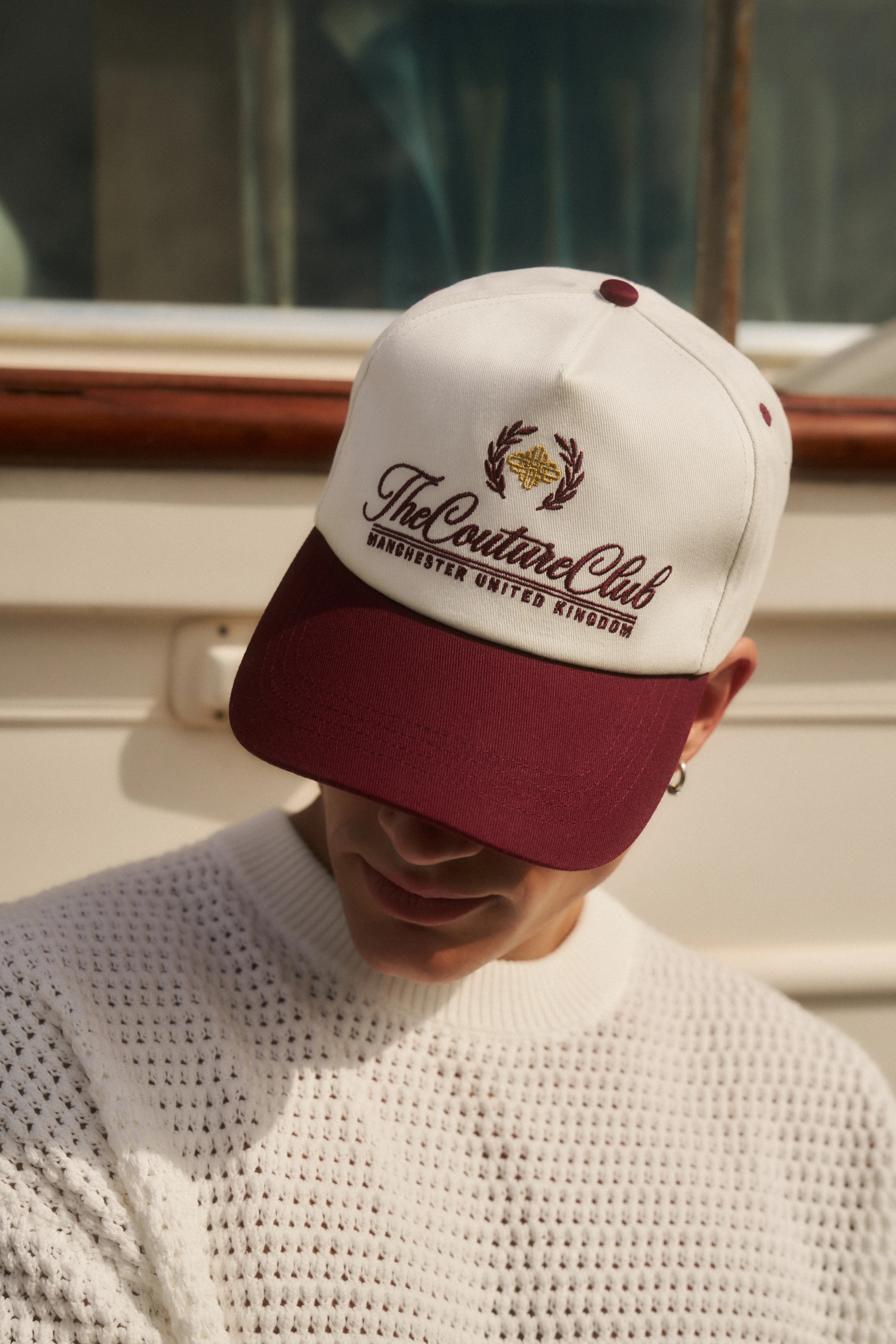 LAUREL EMBROIDERY CAP - BURGUNDY