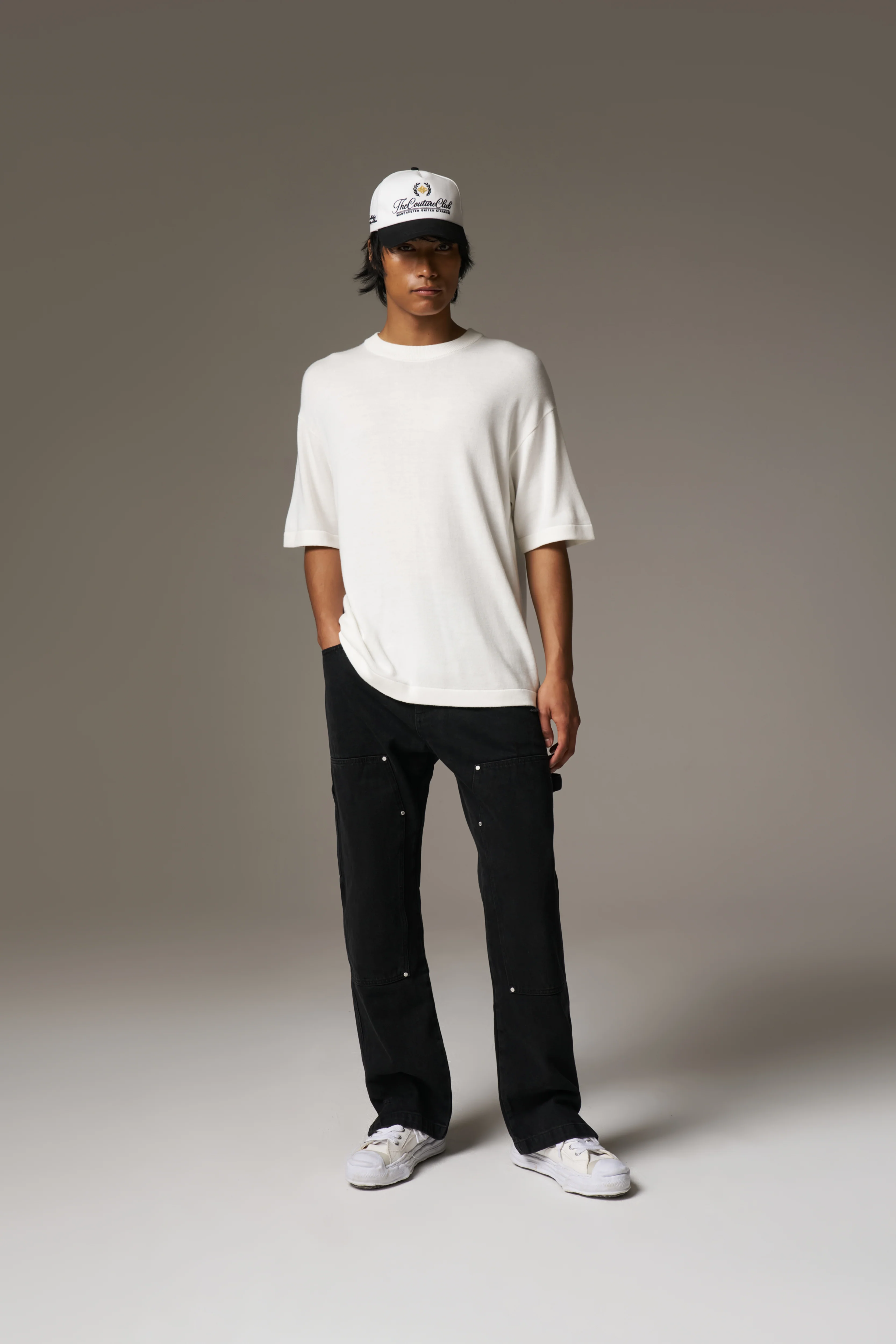 DENIM RIVET DETAIL CARPENTER JEANS - BLACK WASH