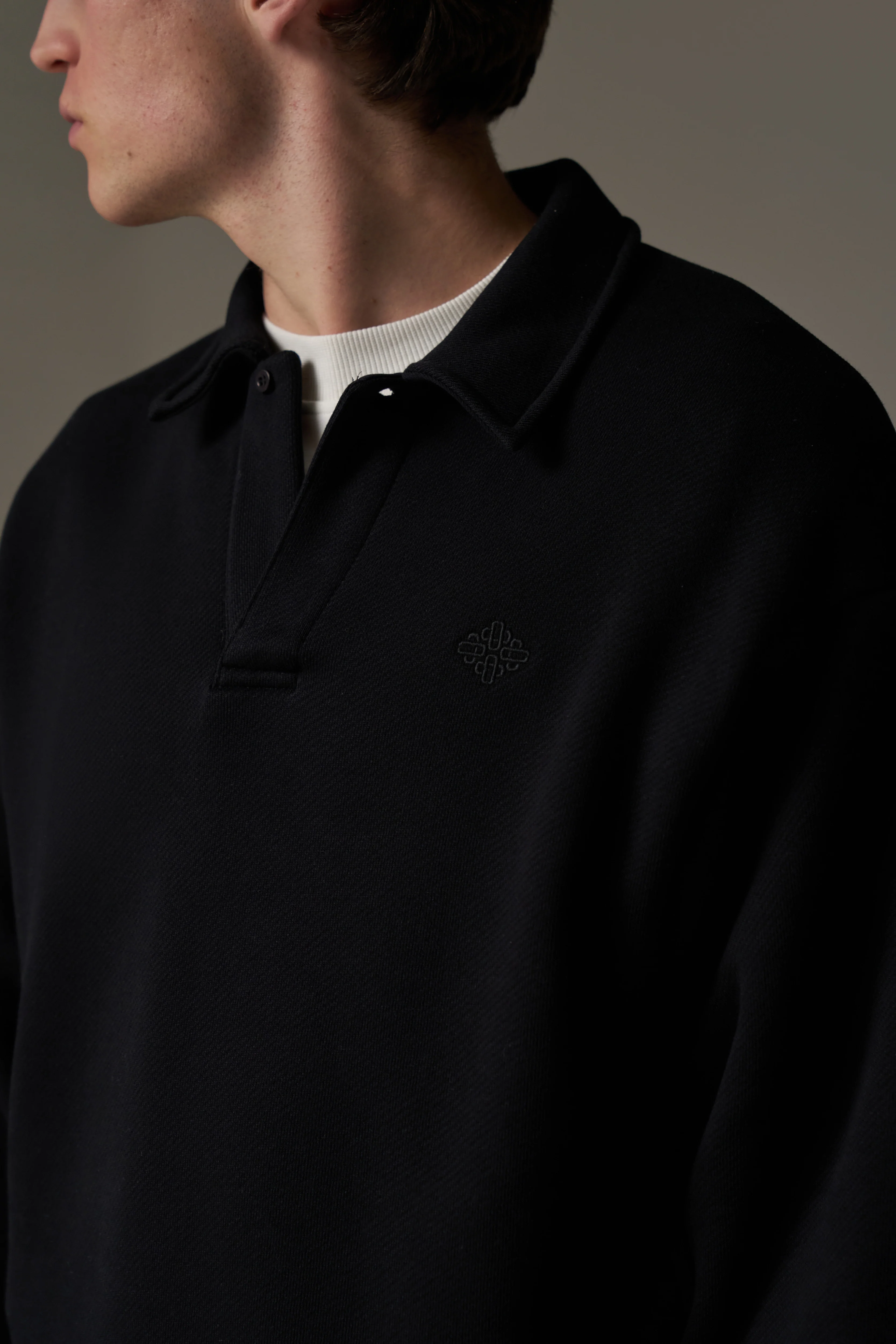LAUNDERED CLASSICS POLO SWEATSHIRT - WASHED BLACK