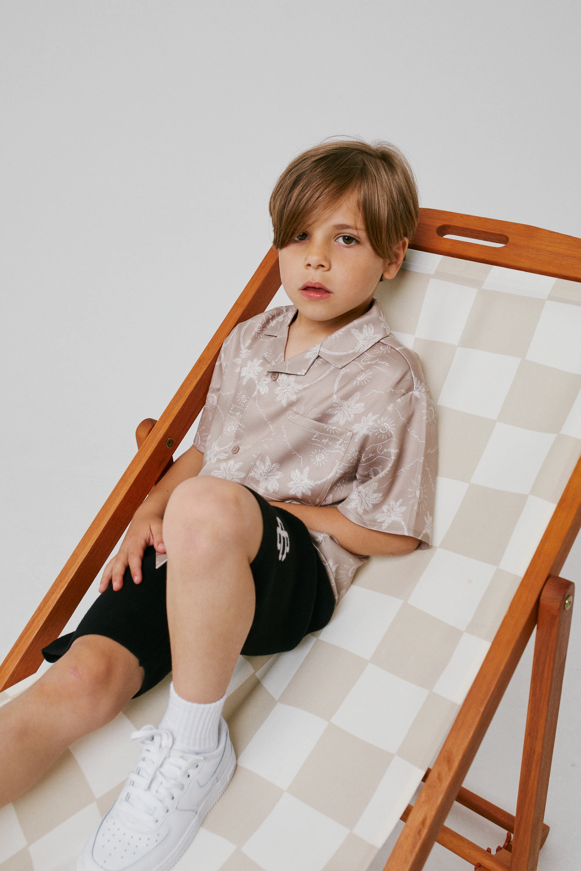 KIDS PALM PRINT SHIRT - BEIGE