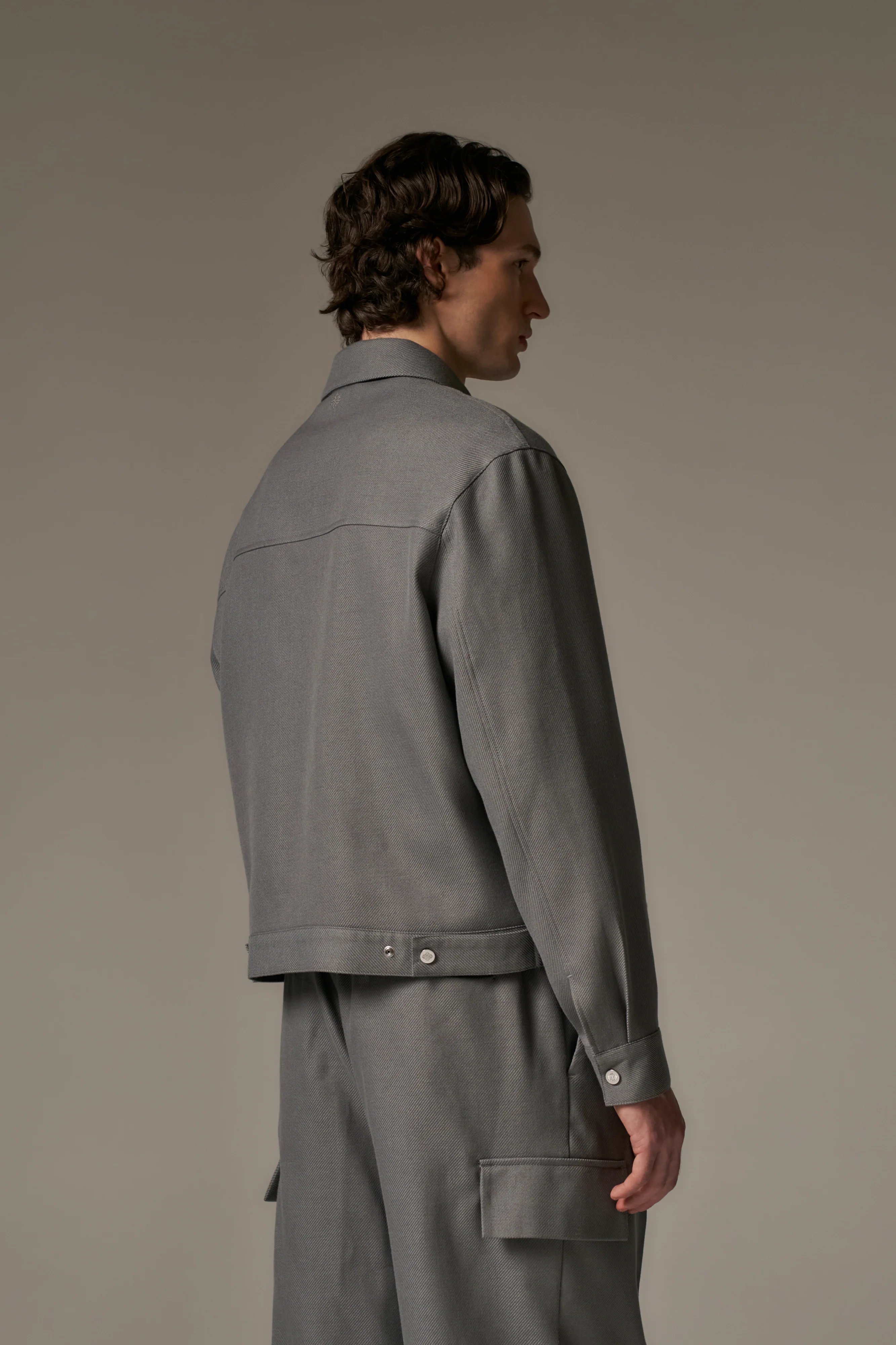 TAILORED WOOL BLEND JACKET - GREY MARL