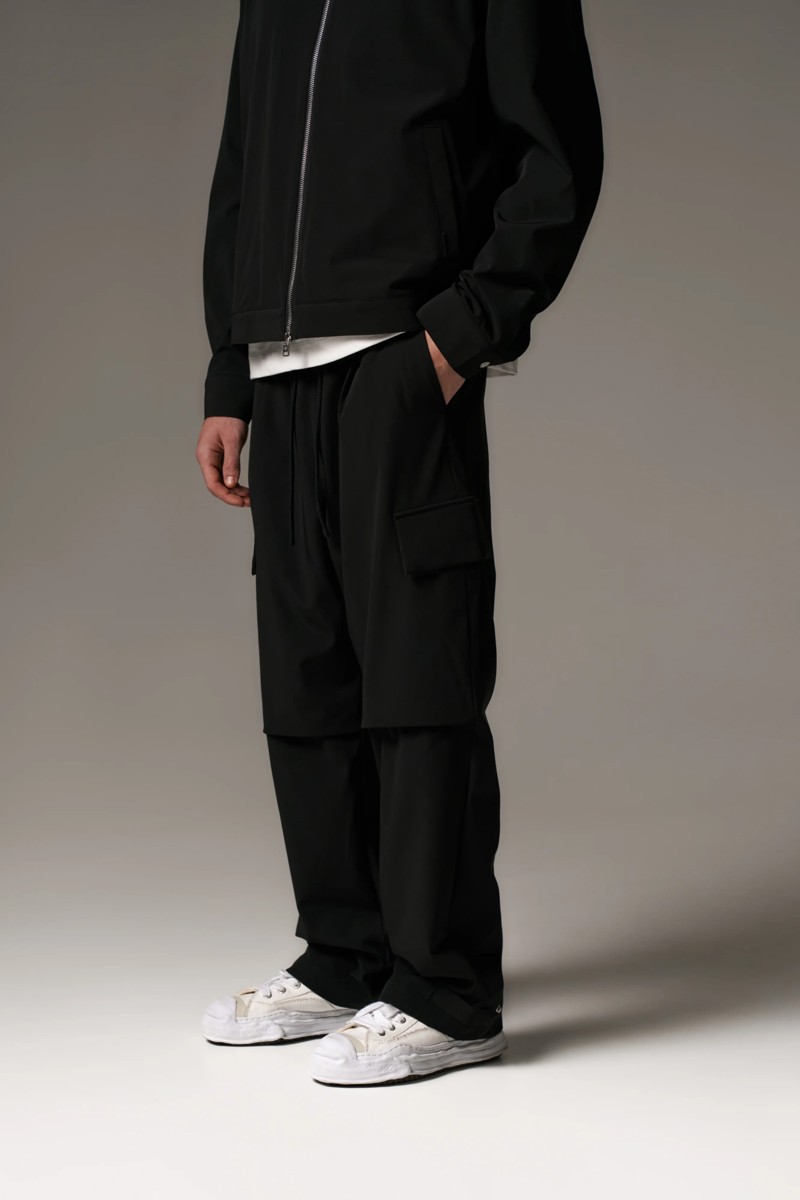 TECHNICAL WIDE LEG TROUSERS - BLACK