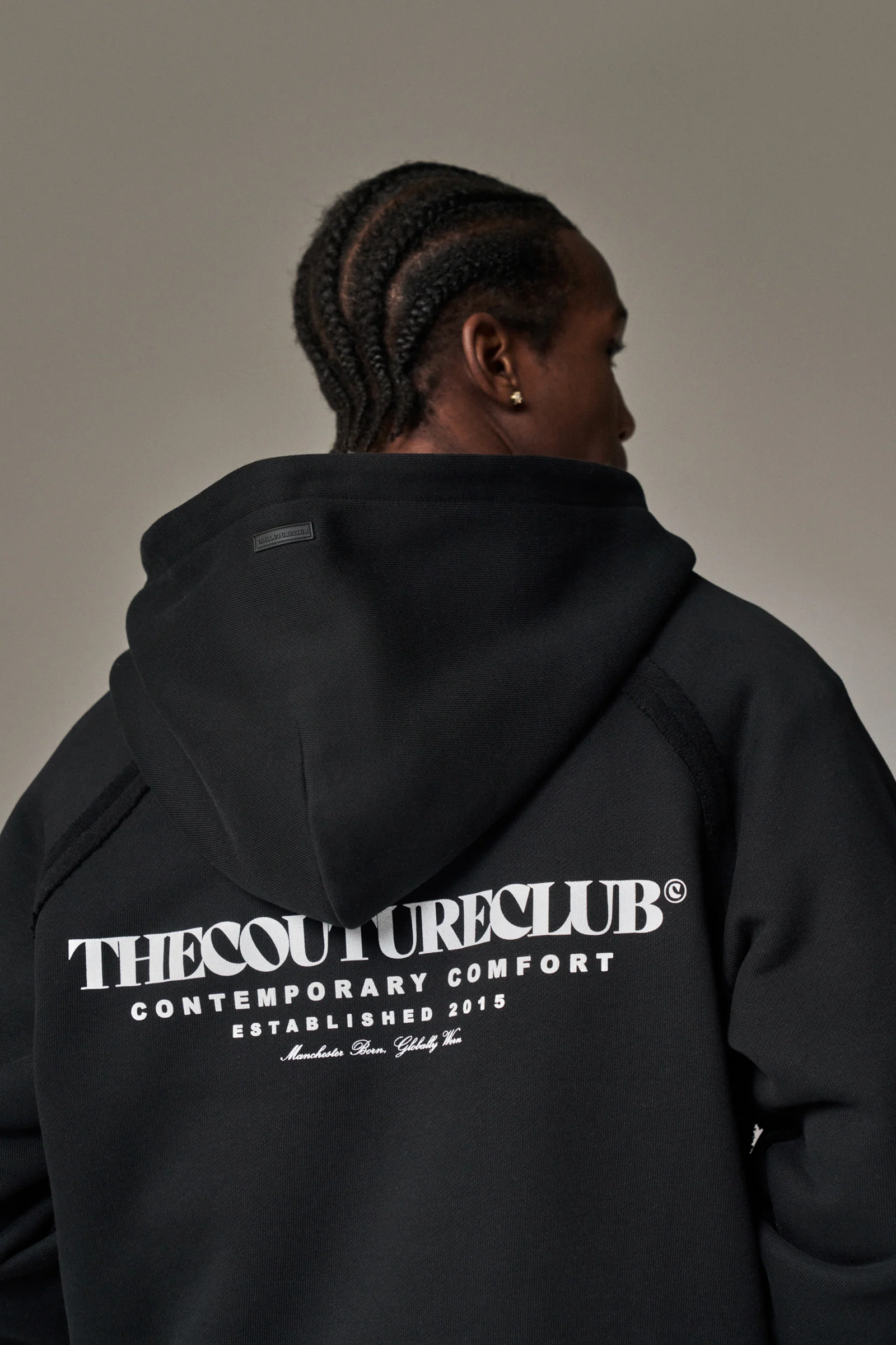 COPYRIGHT QUARTER ZIP HOODIE  - BLACK