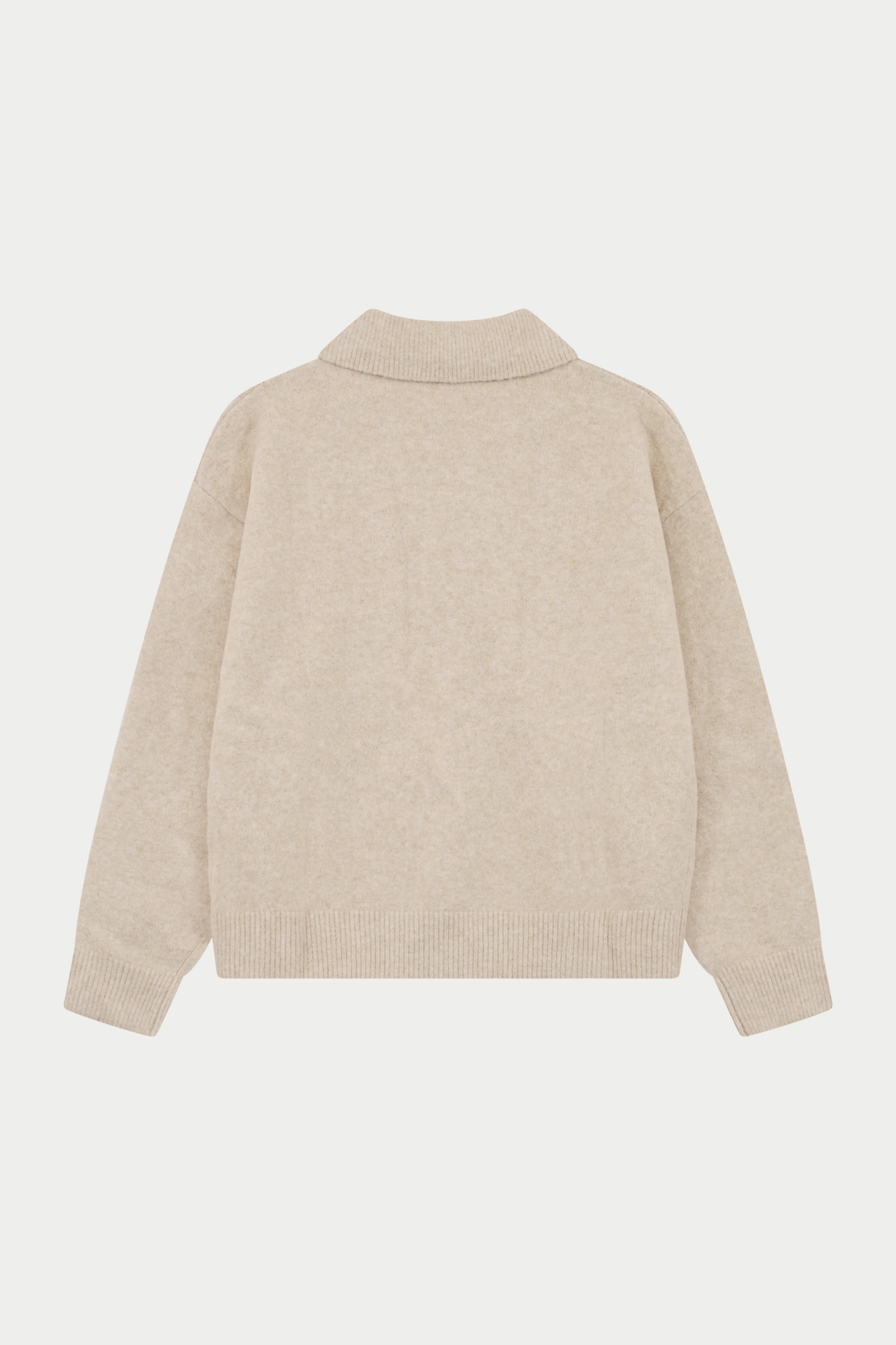 MONOGRAM EMBLEM FLUFFY KNIT POLO - BEIGE