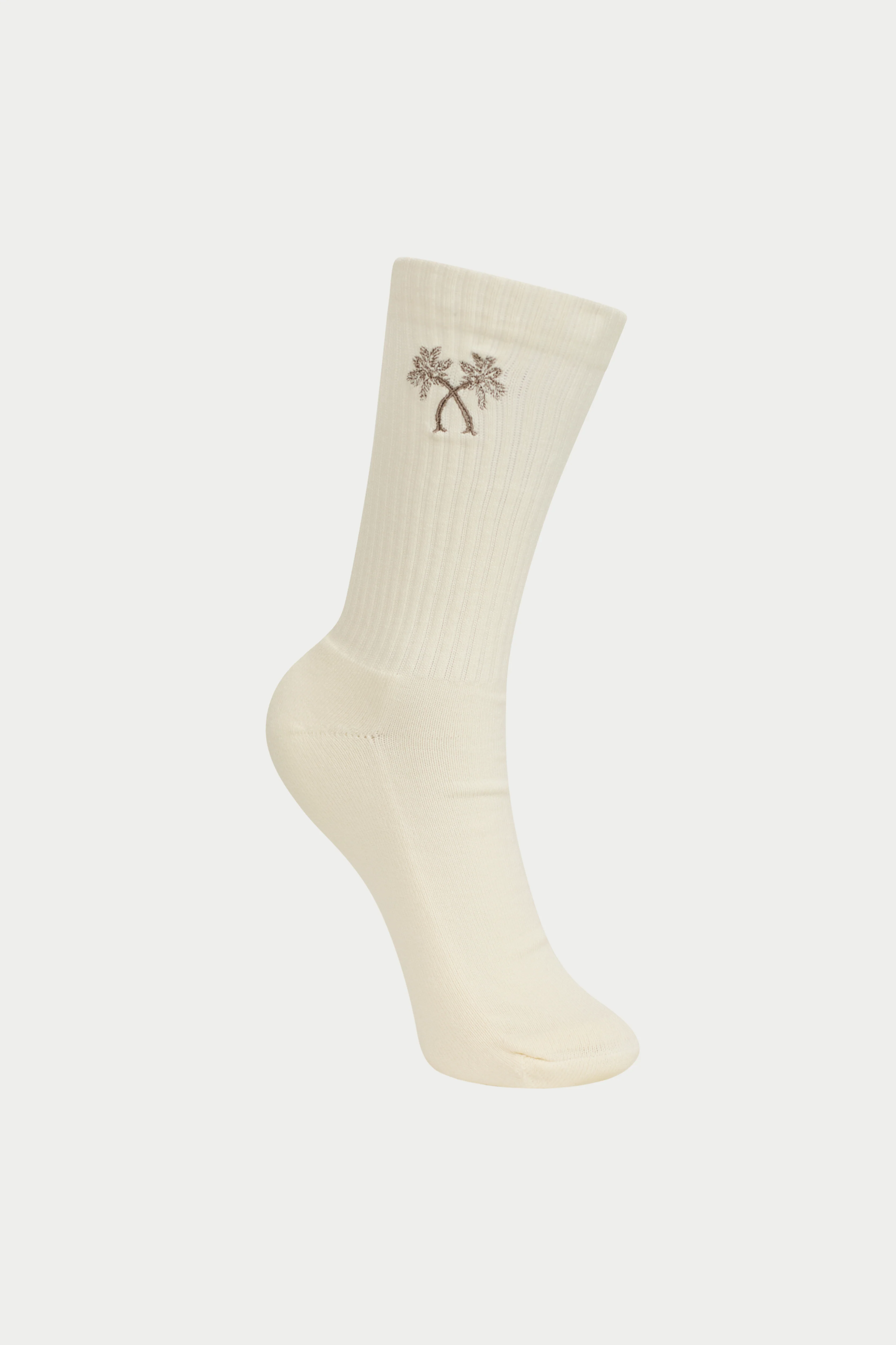EMBROIDERED PALM SPORTS SOCKS - OFF WHITE