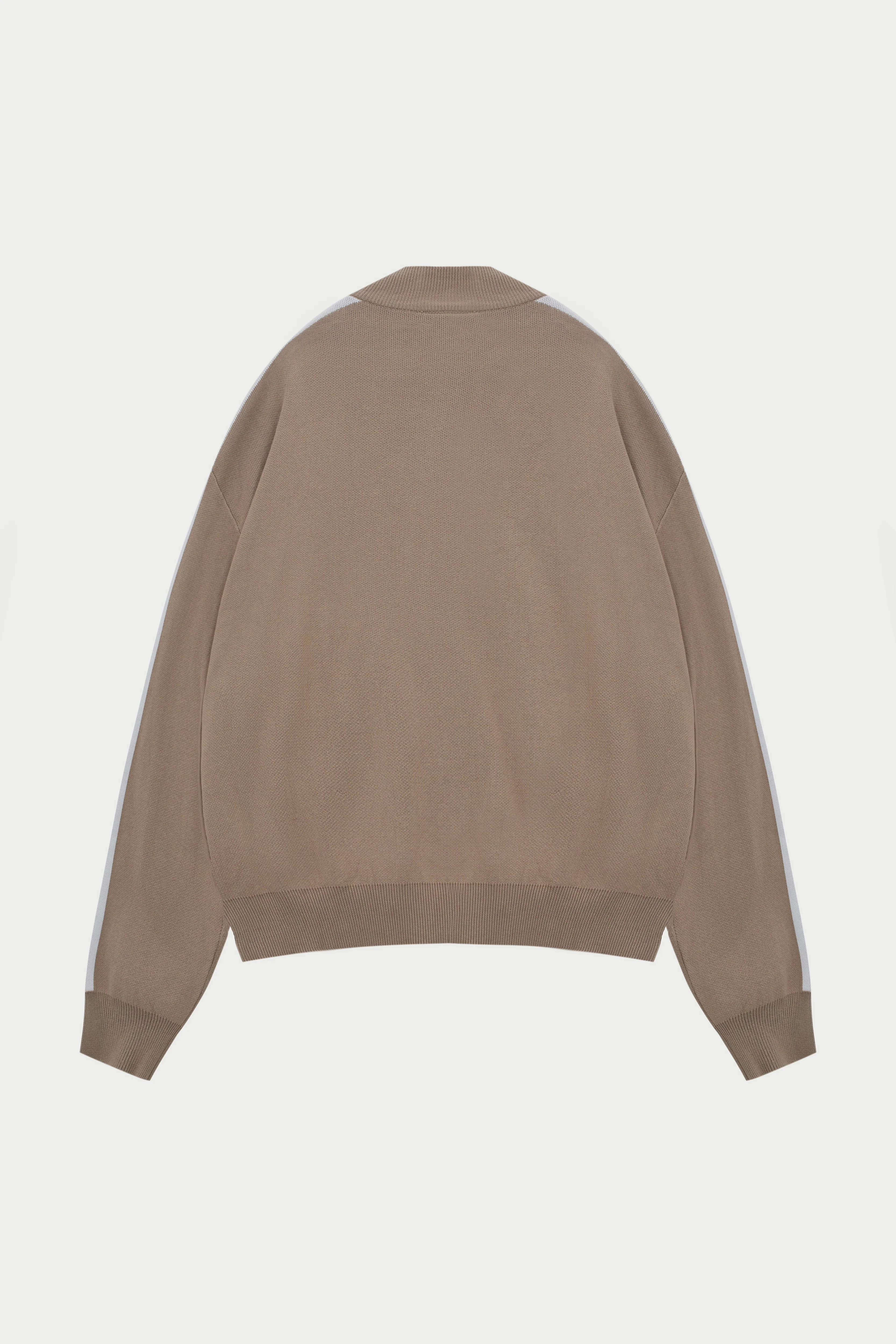 SIDE STRIPE KNITTED TRACK JACKET - BEIGE