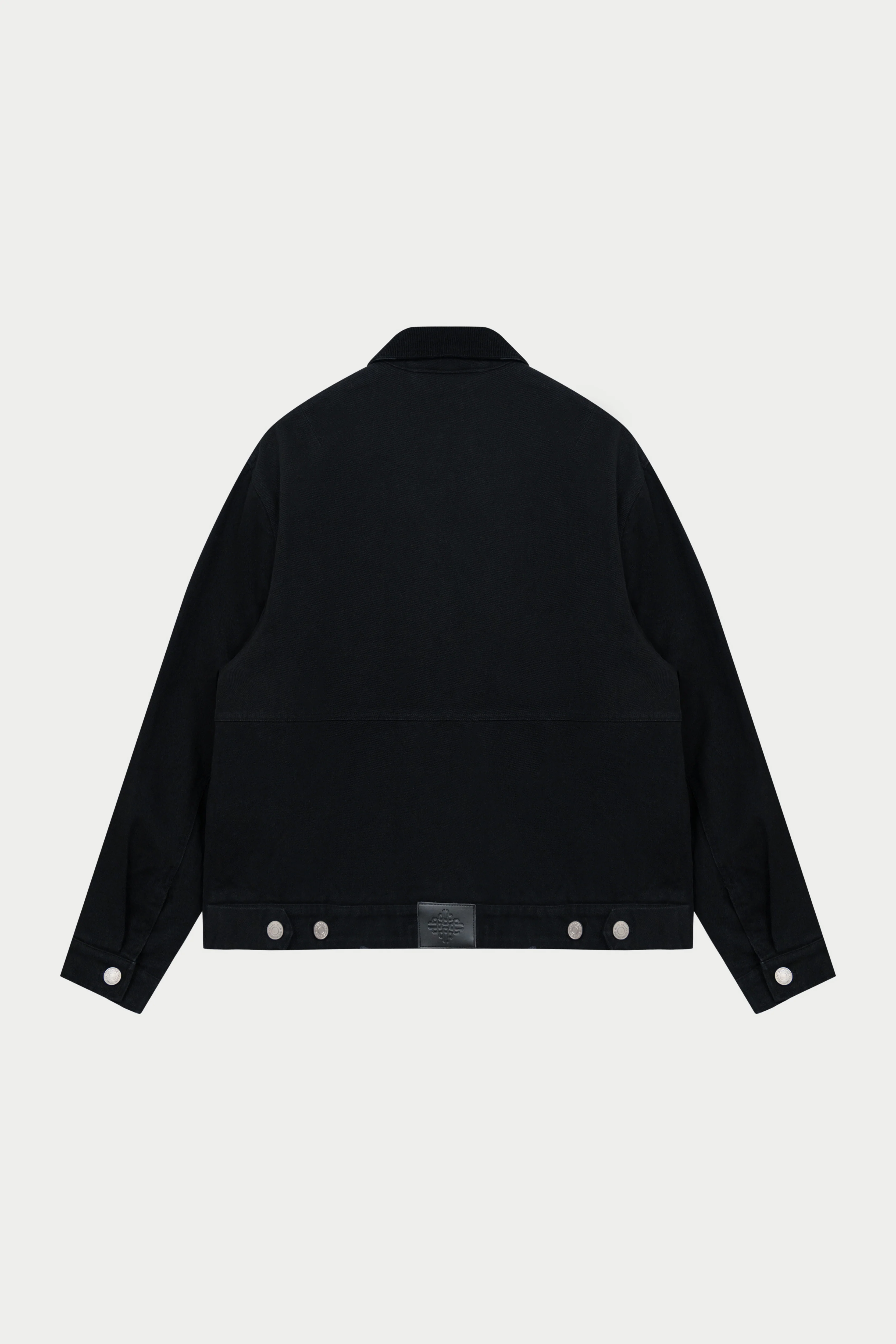 TWILL CONTRAST COLLAR JACKET - WASHED BLACK