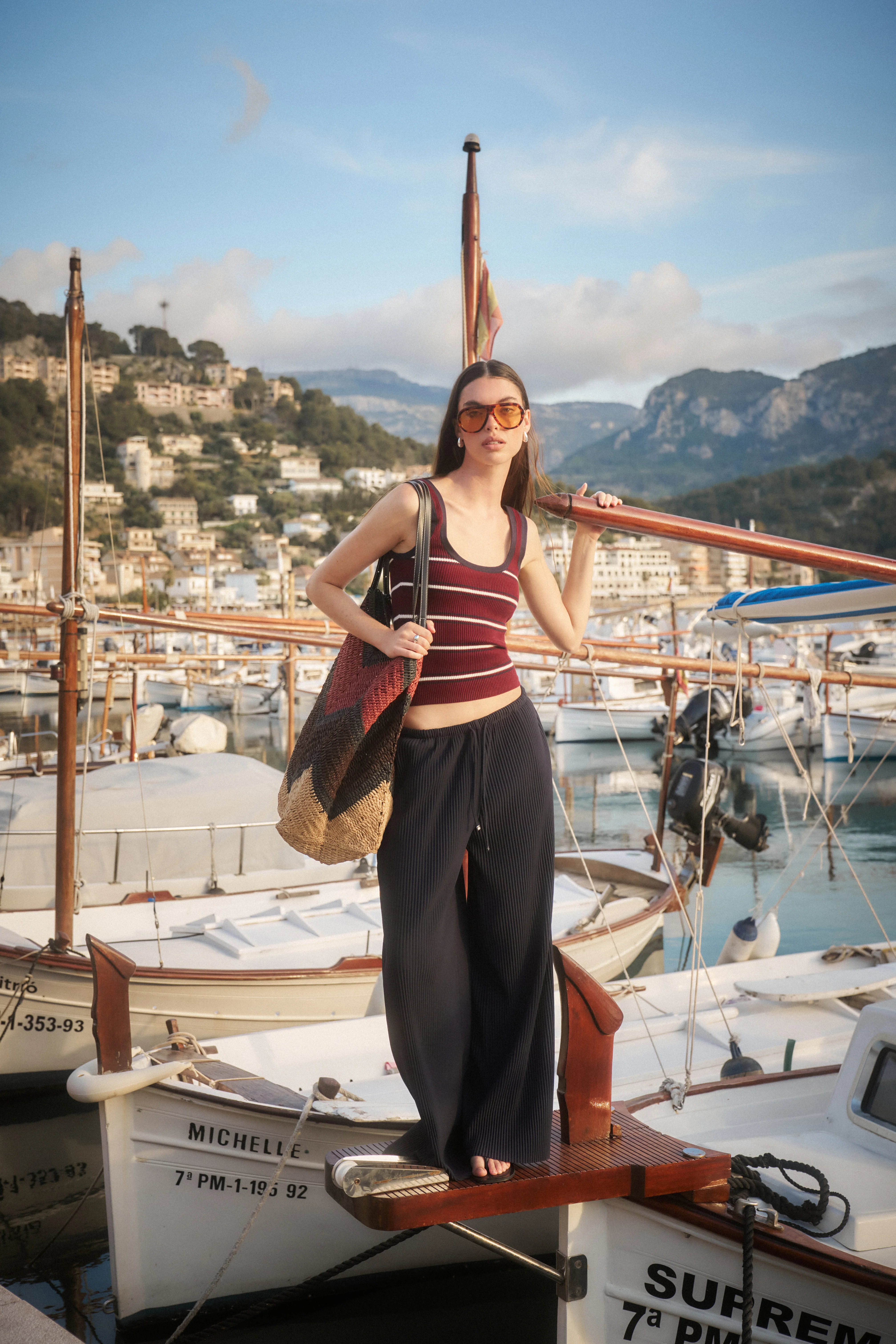 PLISSE TROUSERS - NAVY