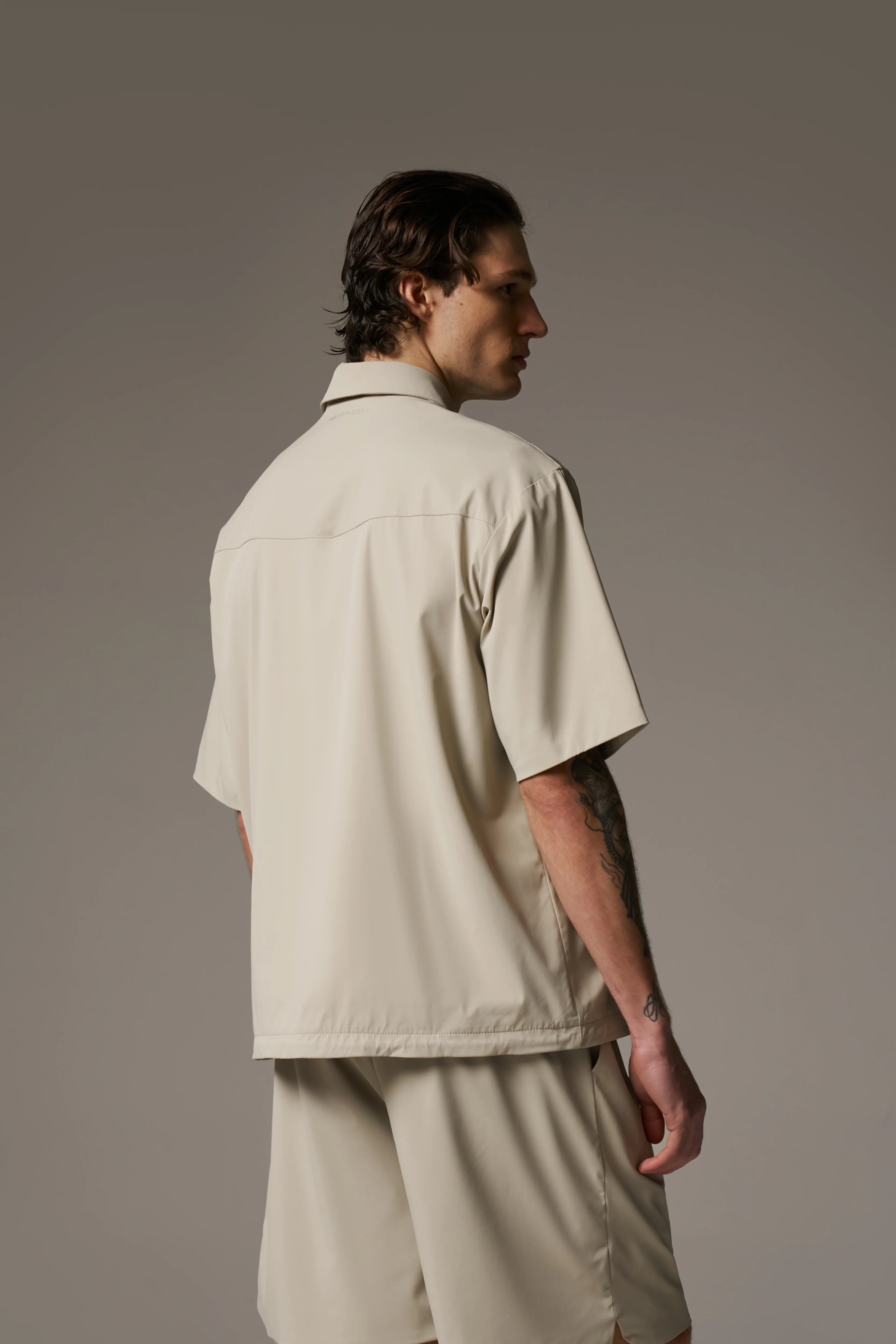 NYLON DRAWCORD SHIRT - STONE