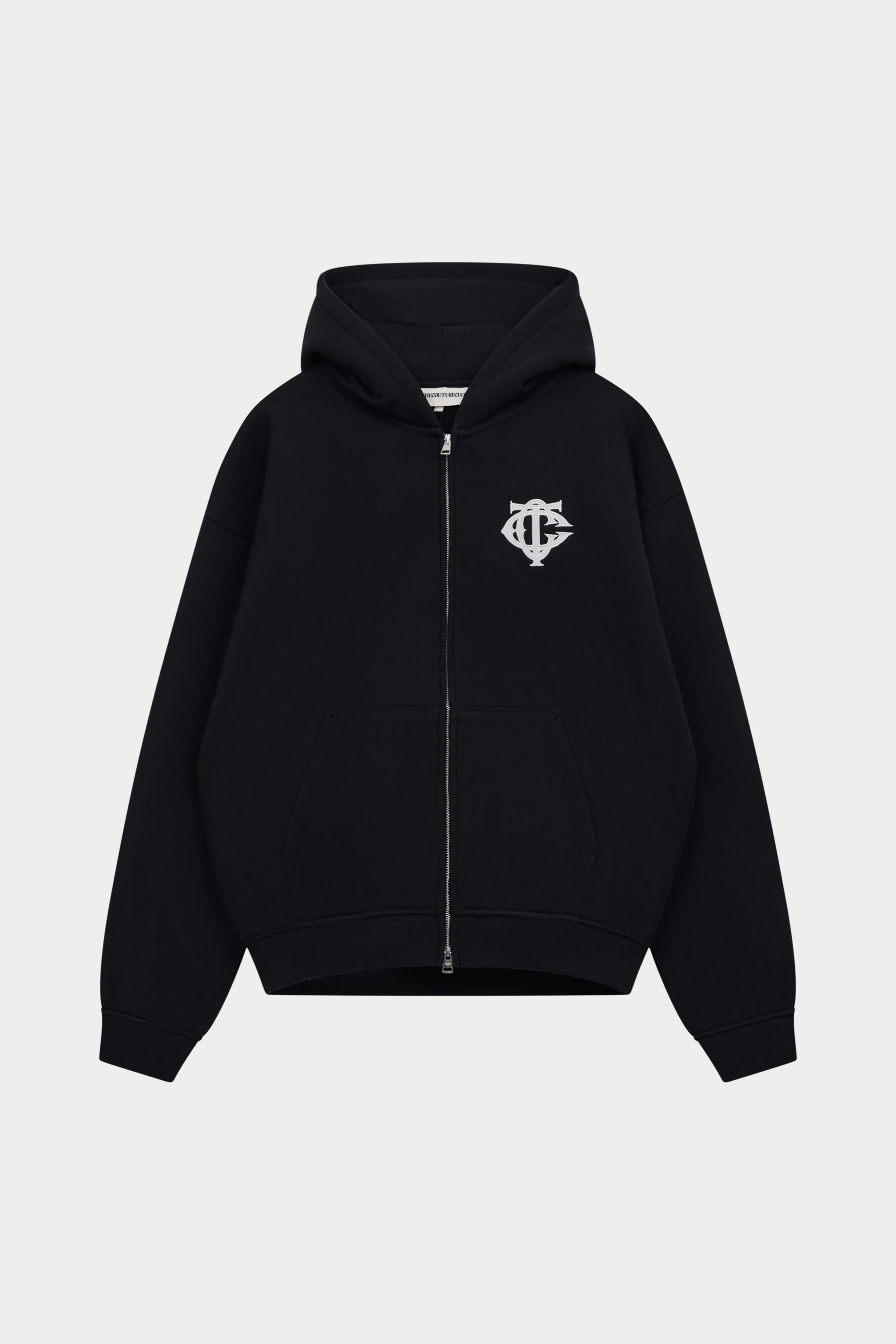 HEAVYWEIGHT MONOGRAM EMBLEM ZIP THROUGH - BLACK