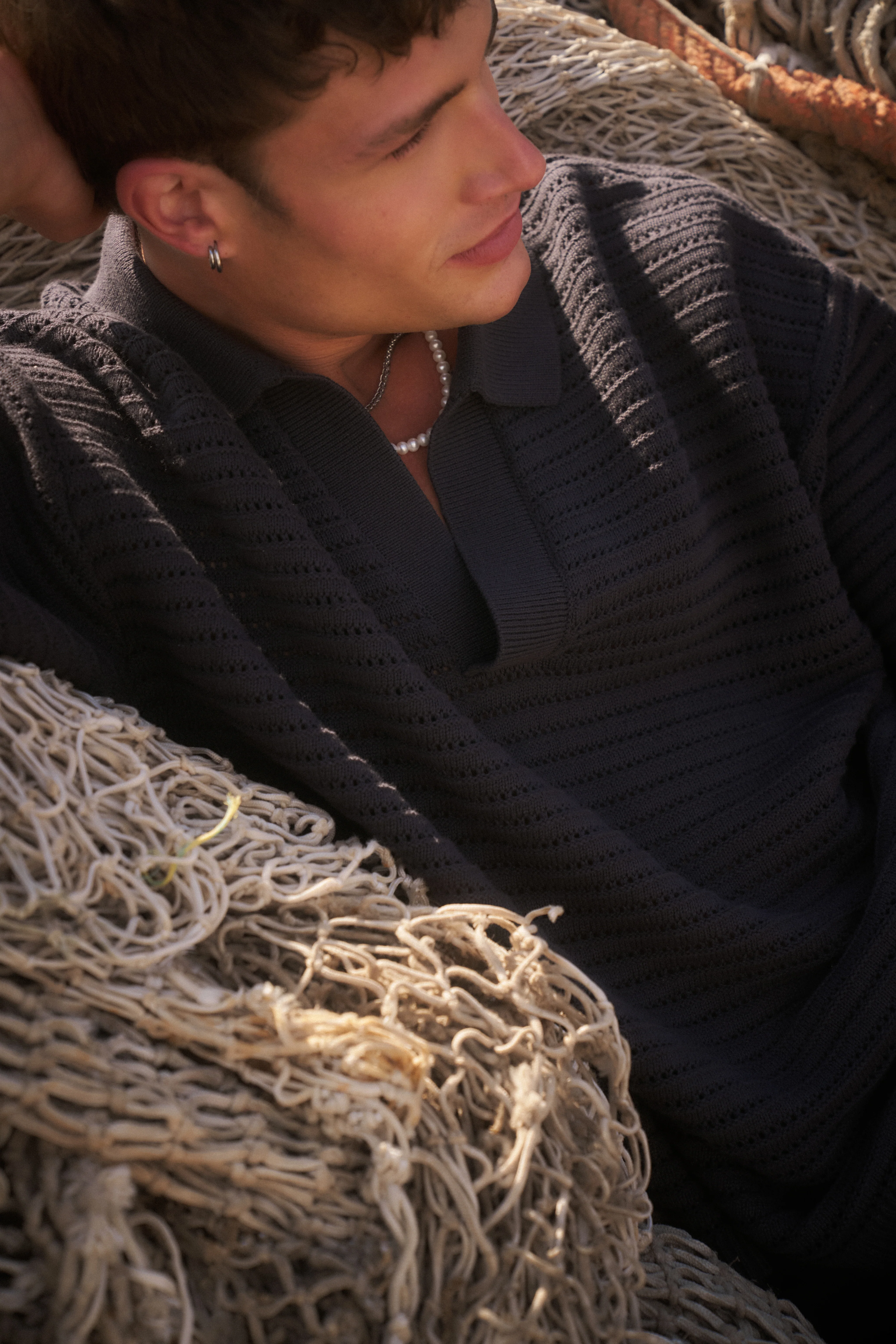 KNITTED POLO SHIRT - CHARCOAL