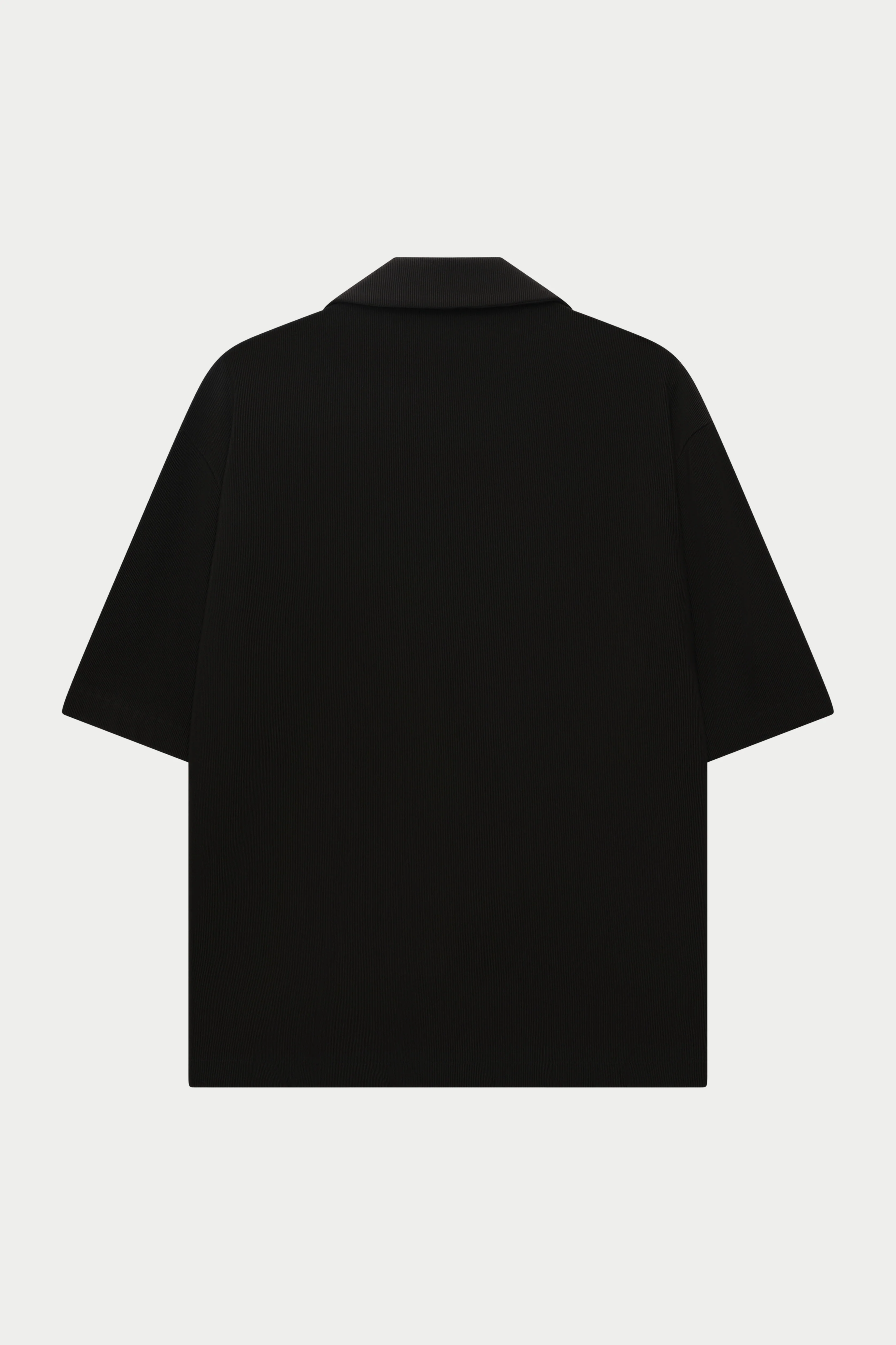 RIB BUTTON THROUGH SHIRT - BLACK