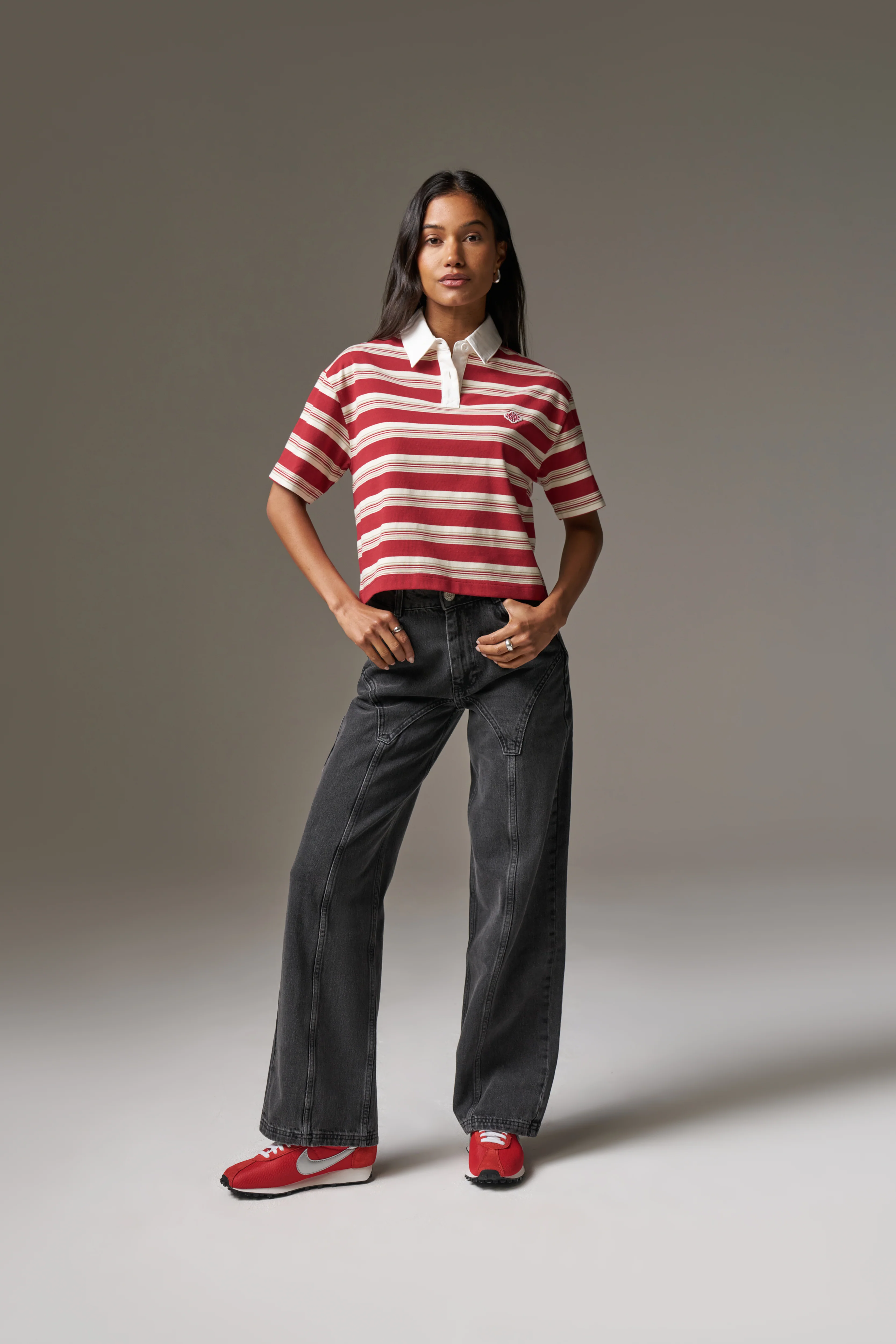 STRIPED POLO TEE - RED