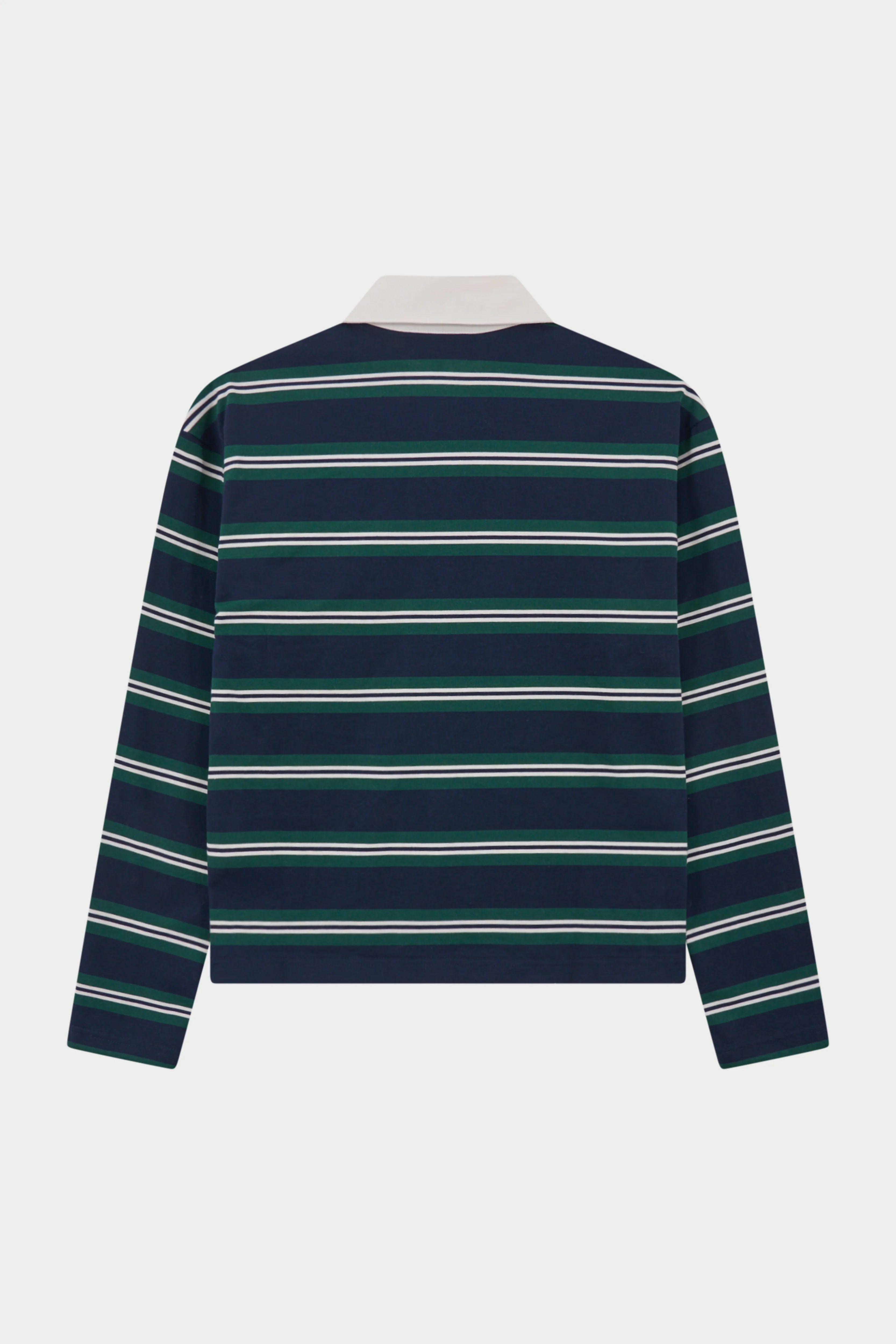 STRIPED LONG SLEEVE POLO TEE - NAVY