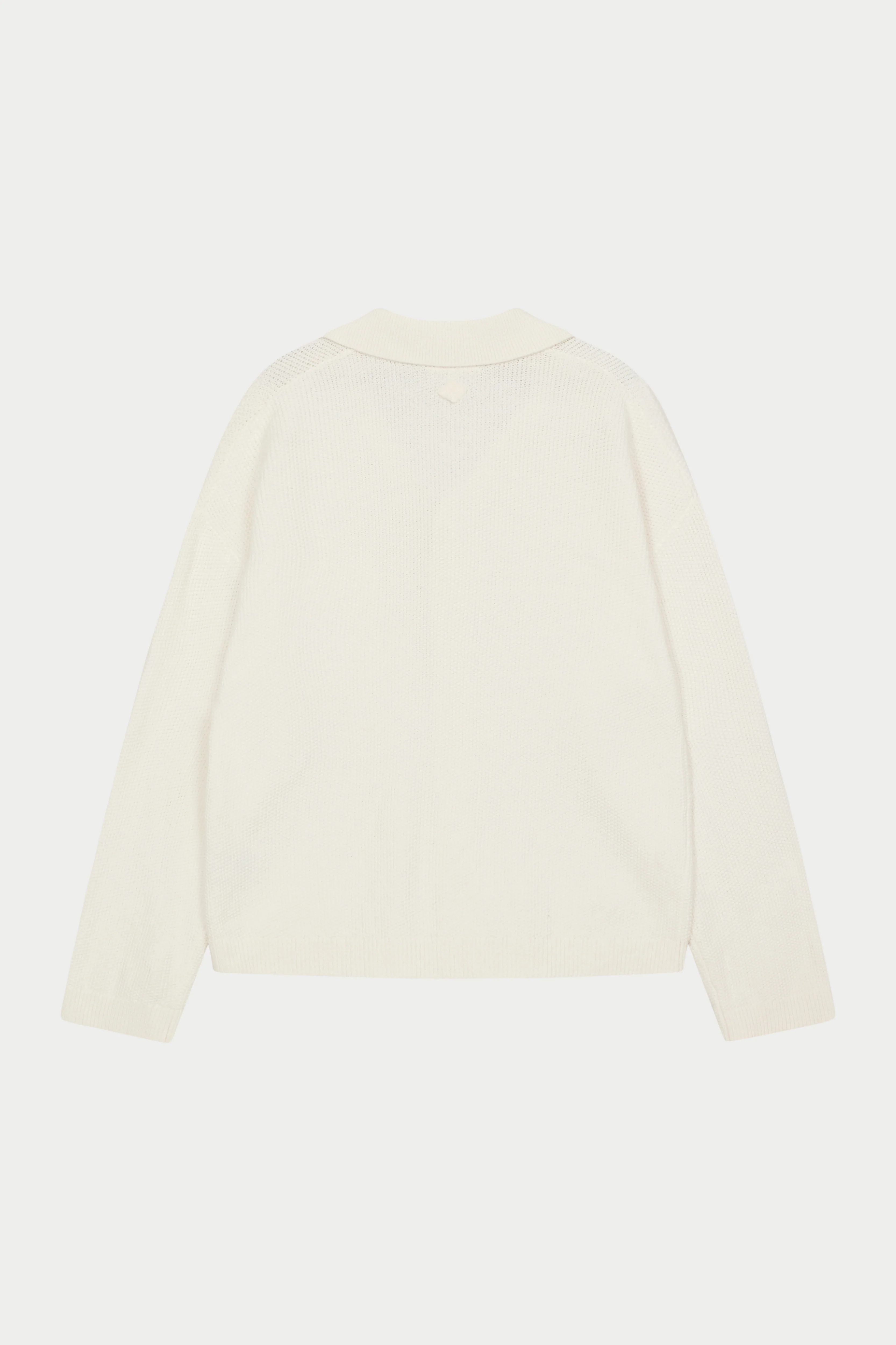 CROCHET KNITTED EMBLEM POCKET SHIRT - OFF WHITE