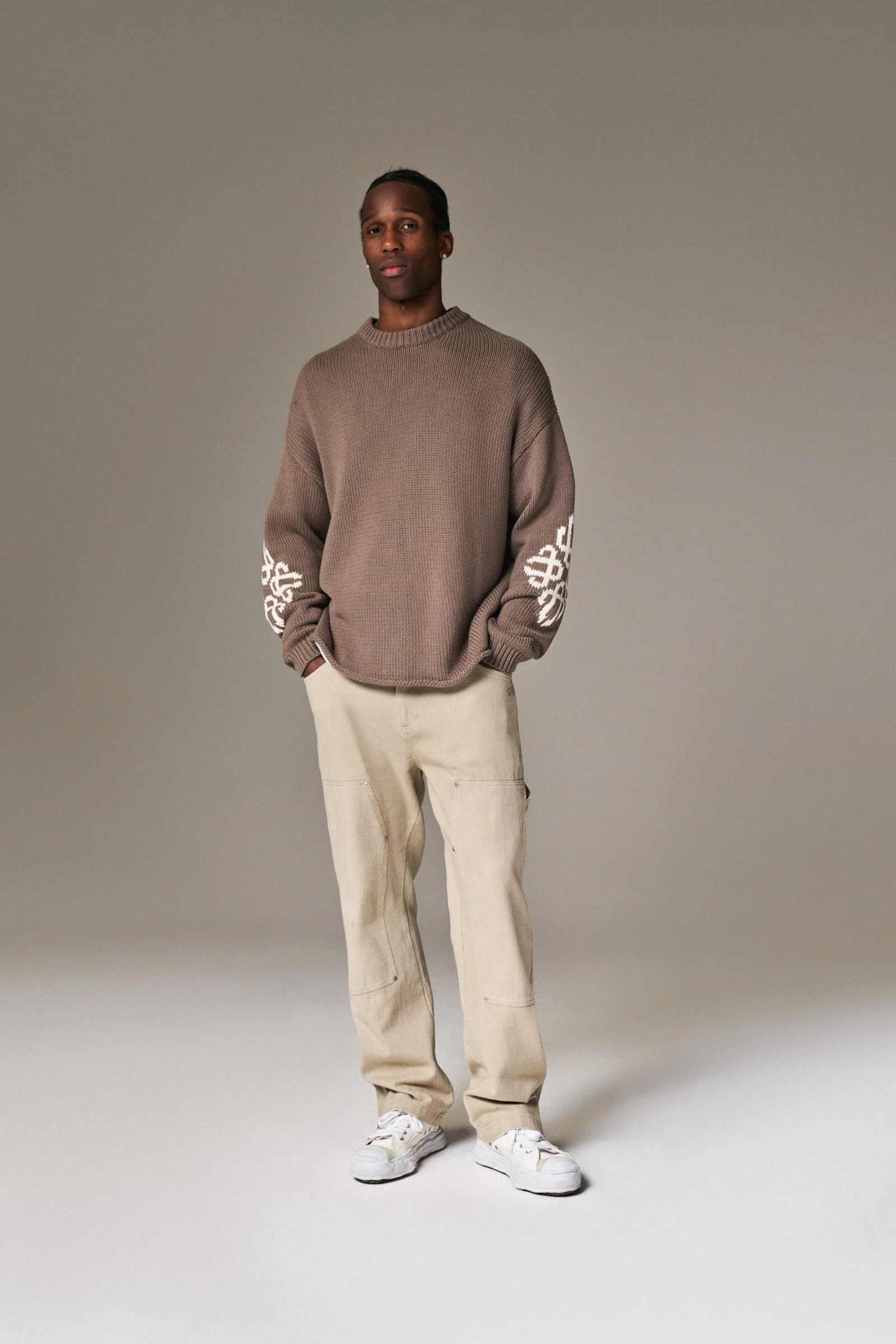 TWILL RIVET DETAIL CARPENTER PANT - BEIGE