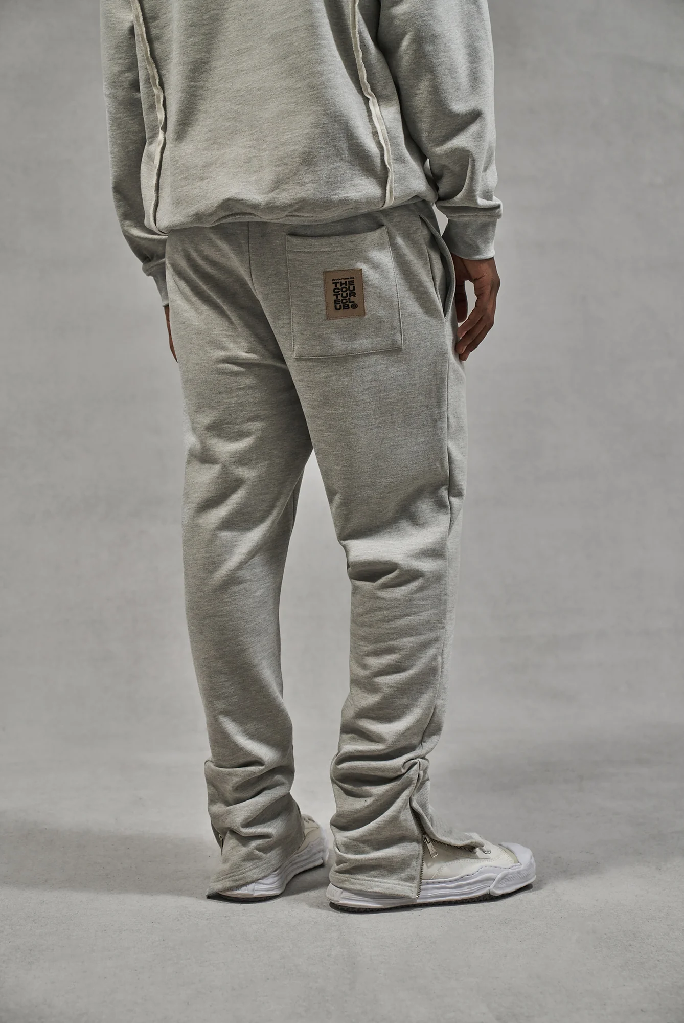 RAW SEAM STRAIGHT LEG JOGGERS - GREY MARL