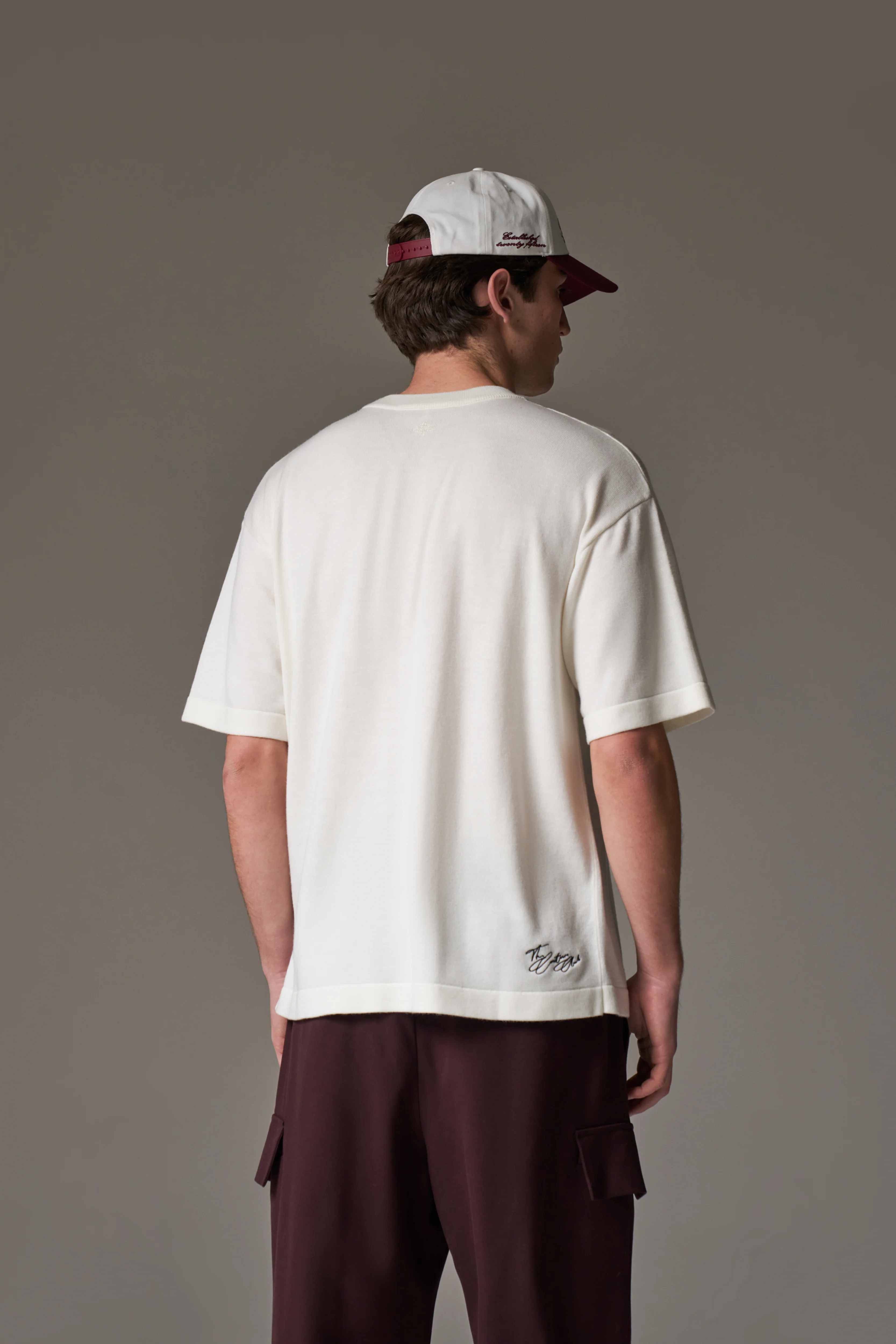 FINE GAUGE KNIT T-SHIRT - OFF WHITE