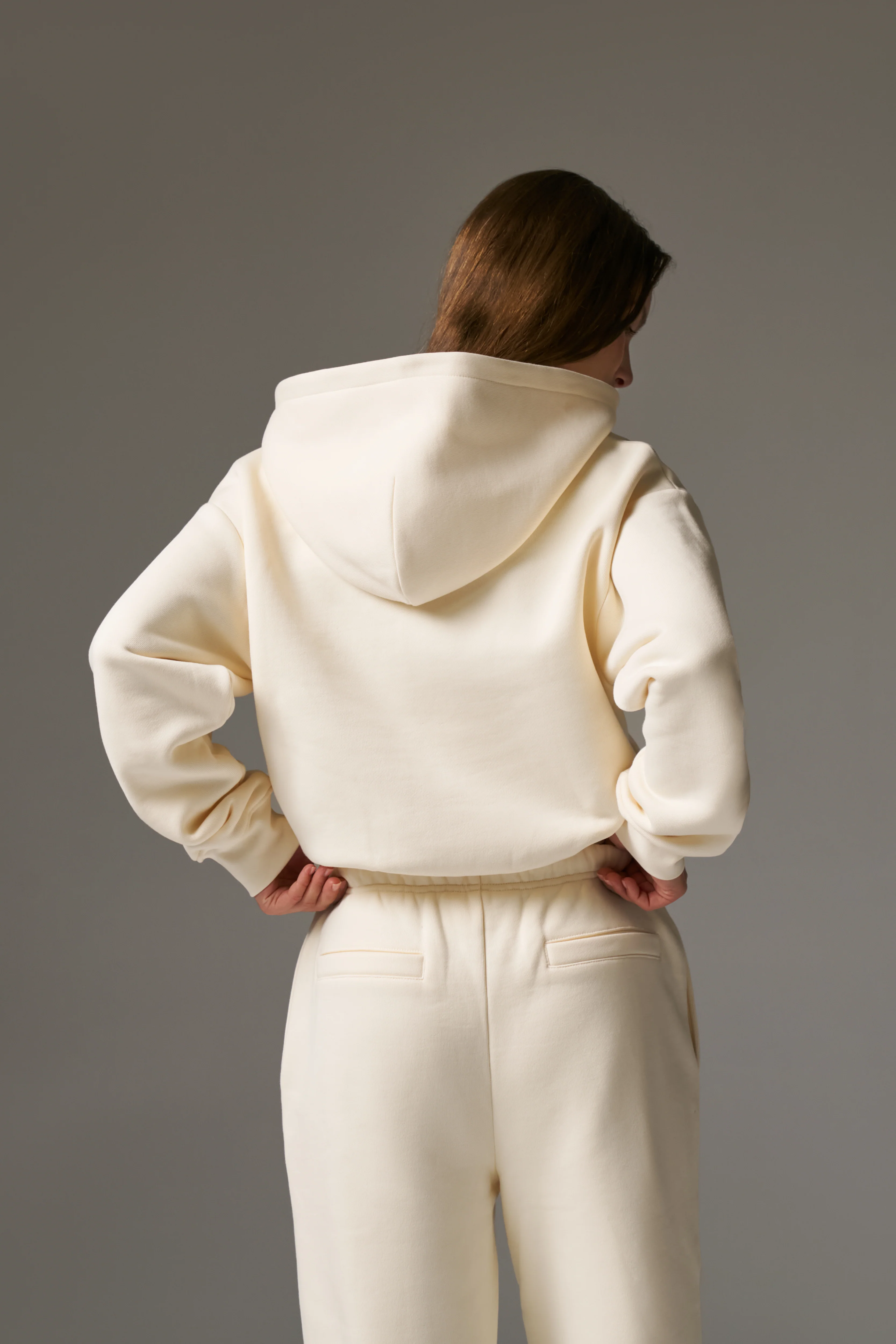 CTRE ZIP THROUGH RELAXED HOODIE - BUTTERMILK