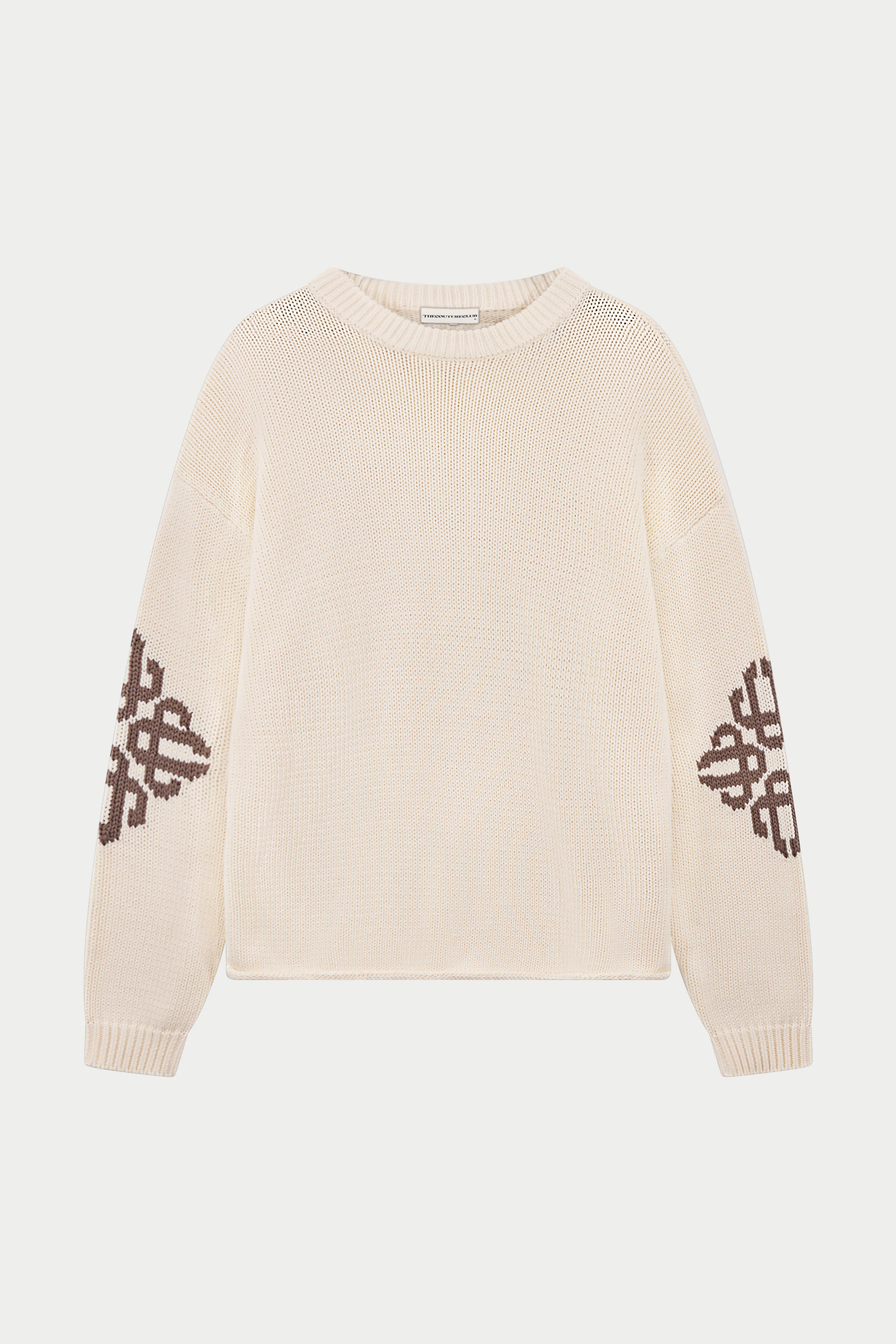 CHUNKY KNIT EMBLEM JUMPER - OFF WHITE