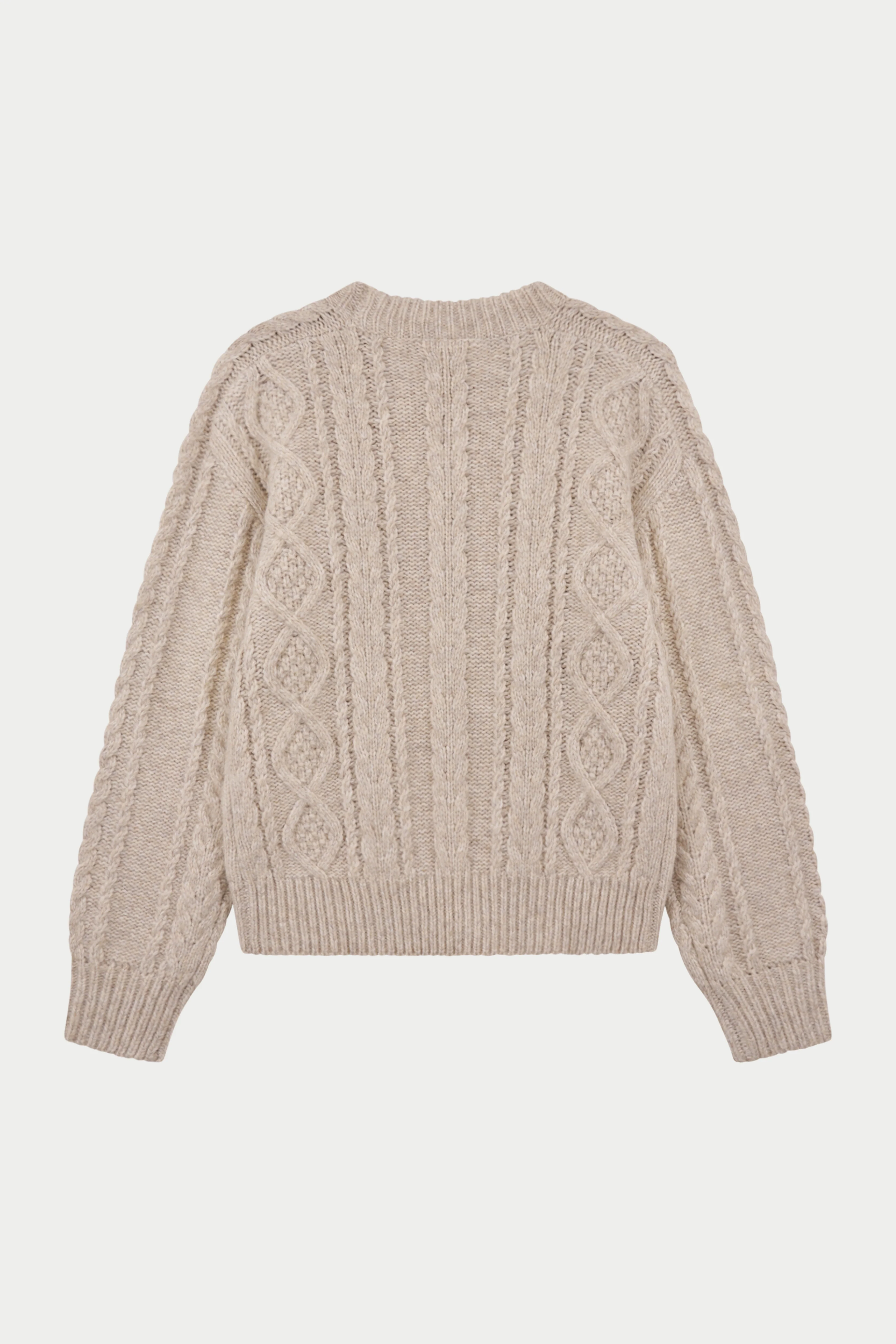 CABLE KNIT EMBROIDERED EMBLEM JUMPER - OAT