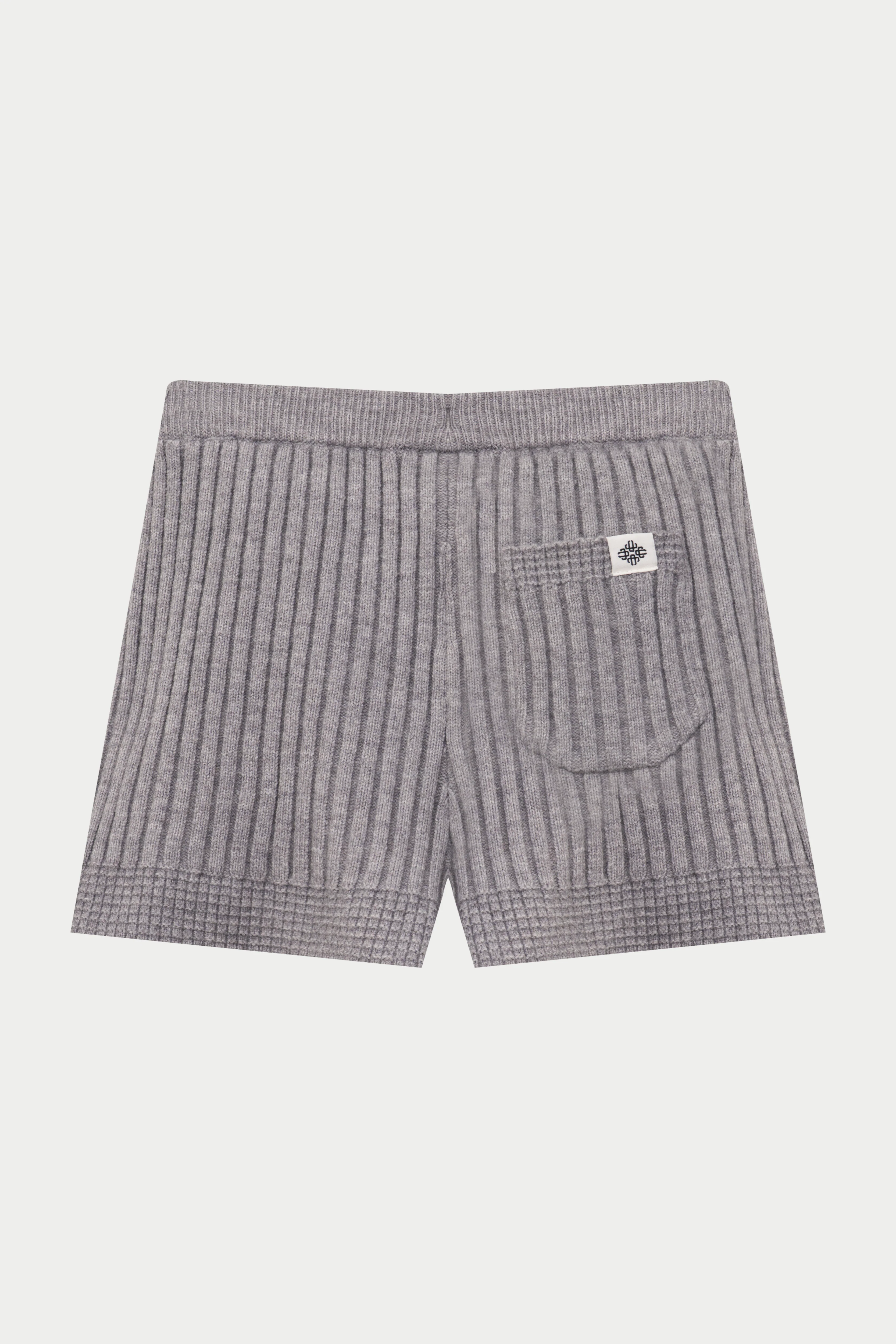 CONTRAST KNIT MINI SHORTS - GREY MARL