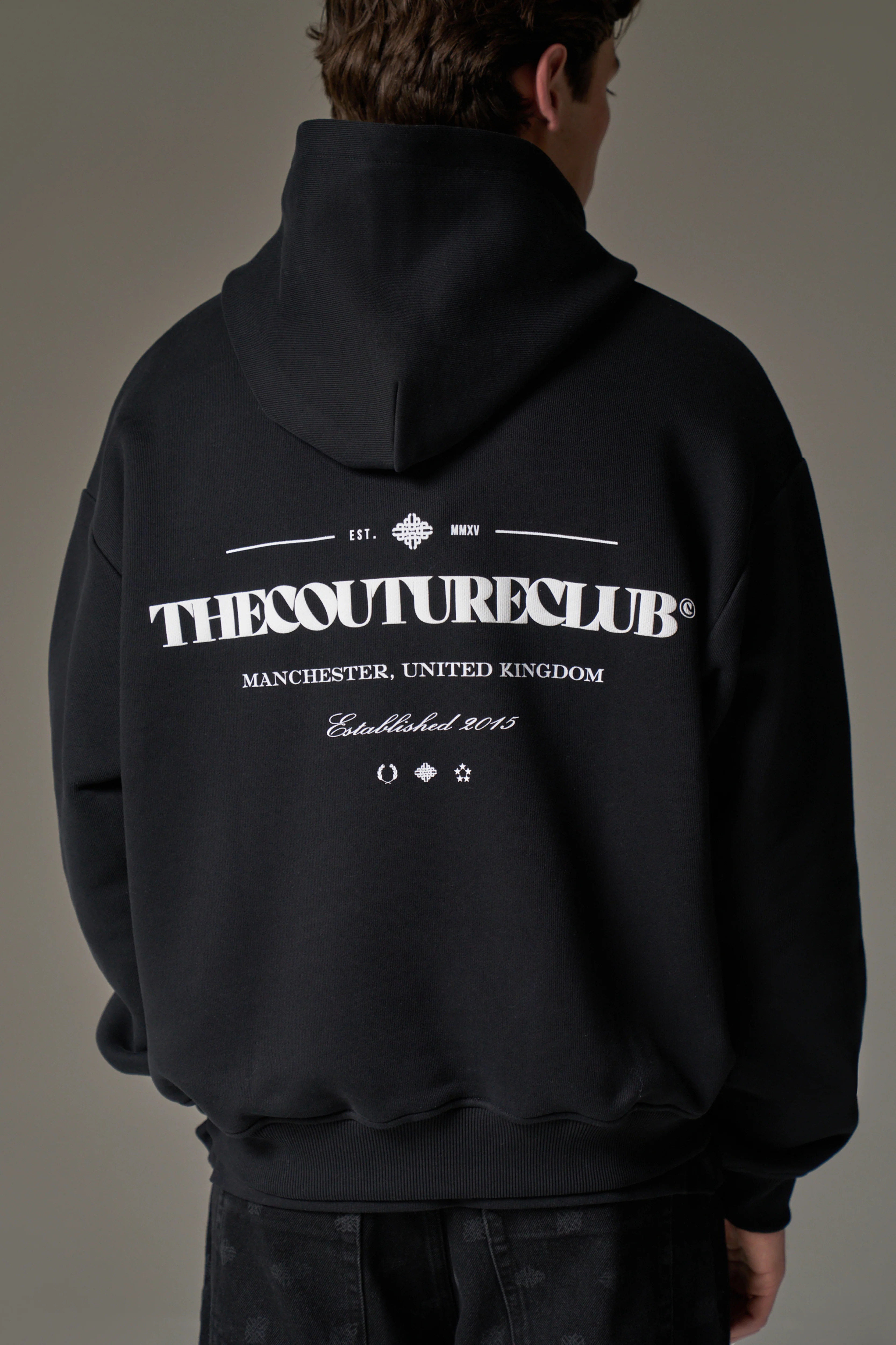 MIXED FONT GRAPHIC HOODIE - BLACK