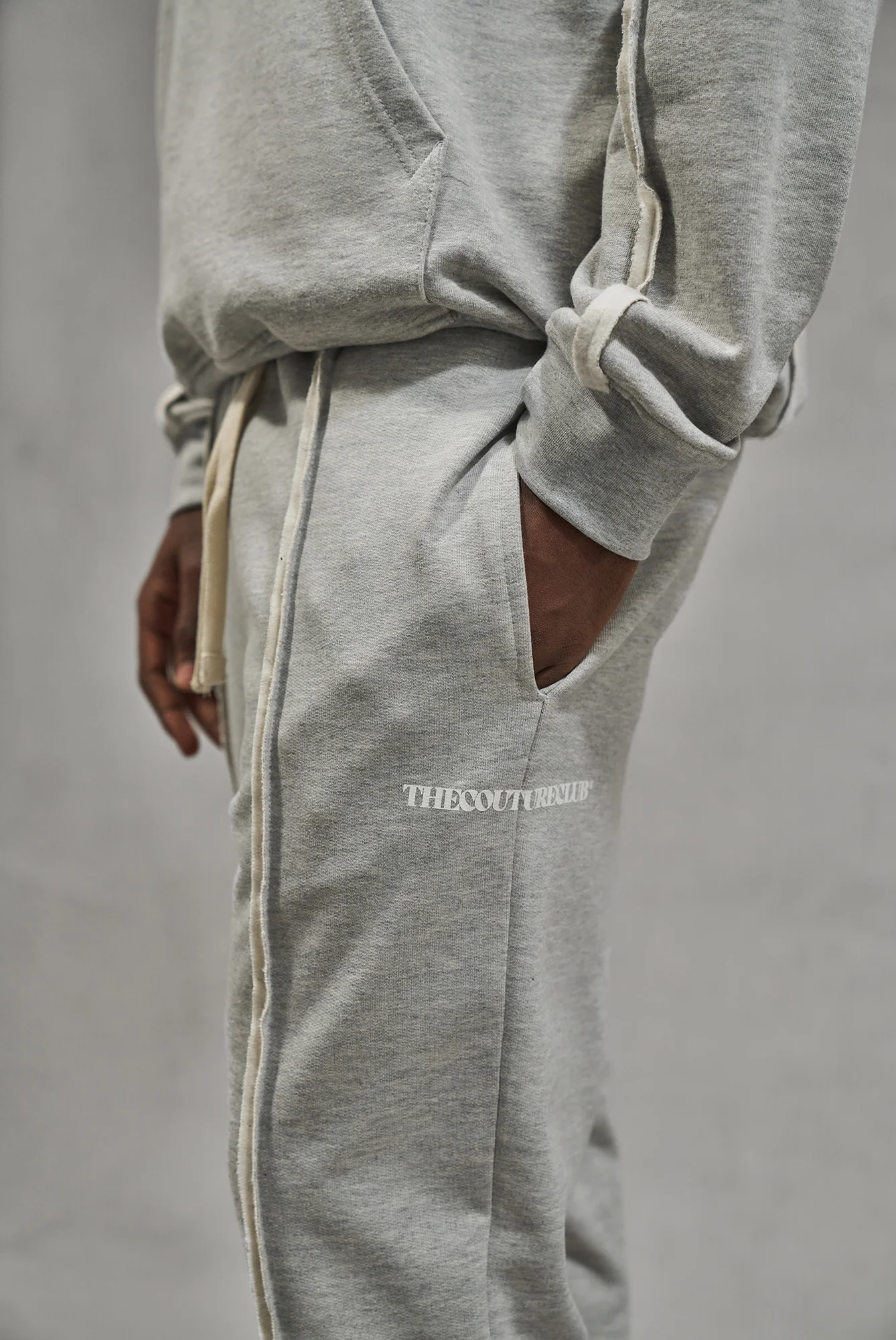 RAW SEAM STRAIGHT LEG JOGGERS - GREY MARL