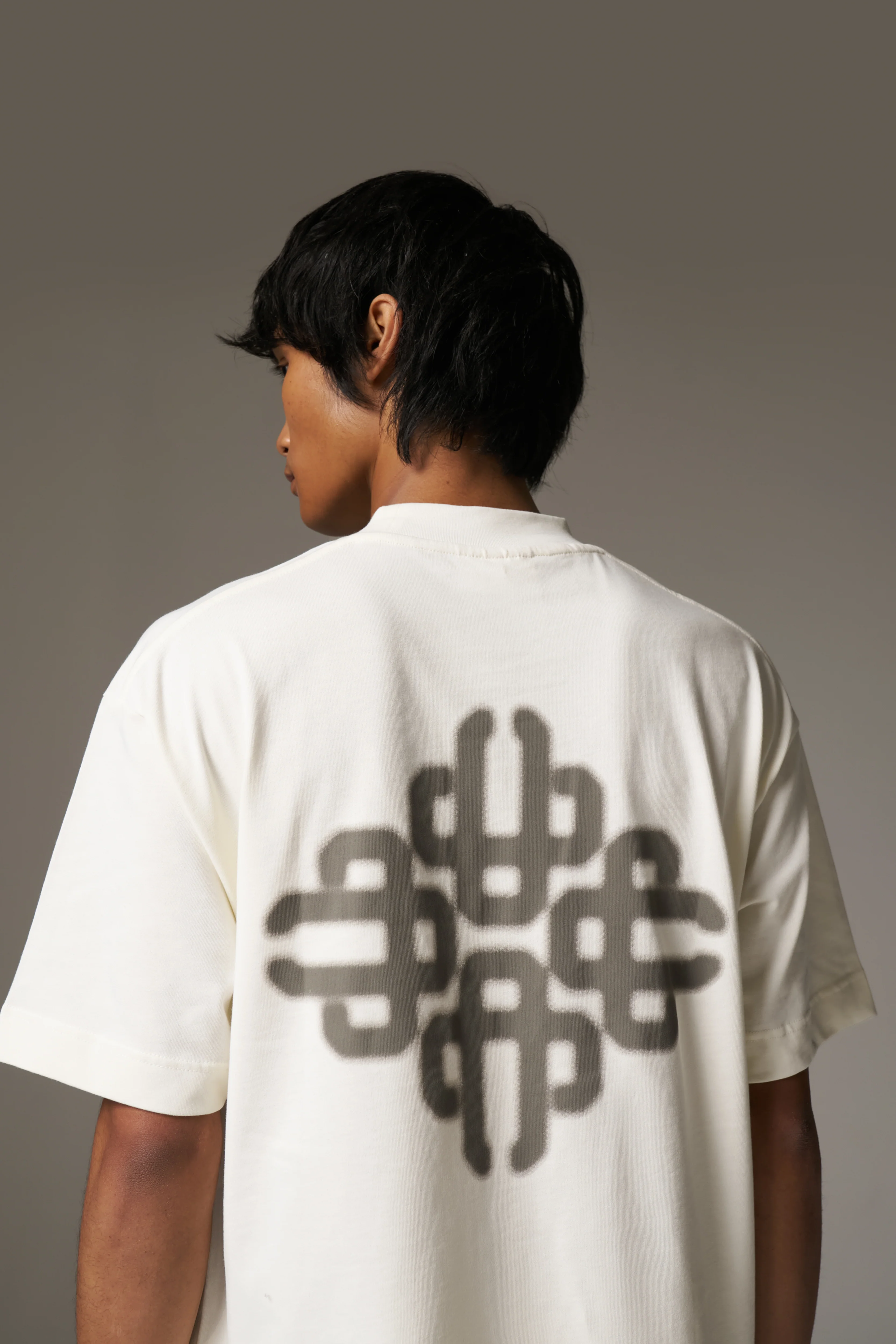 BLURRED GRAPHIC EMBLEM T-SHIRT - KHAKI