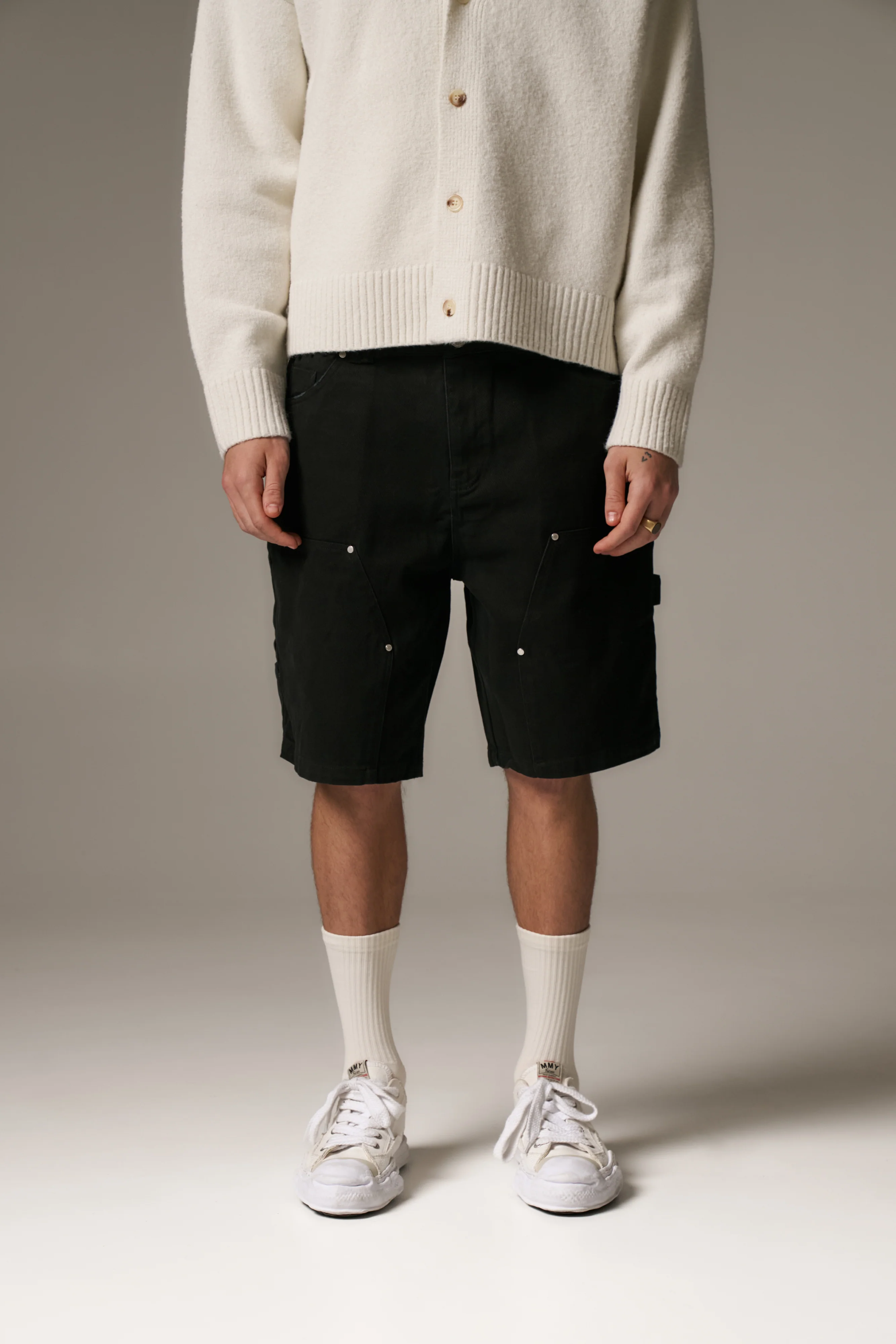 TWILL CARPENTER SHORTS - BLACK