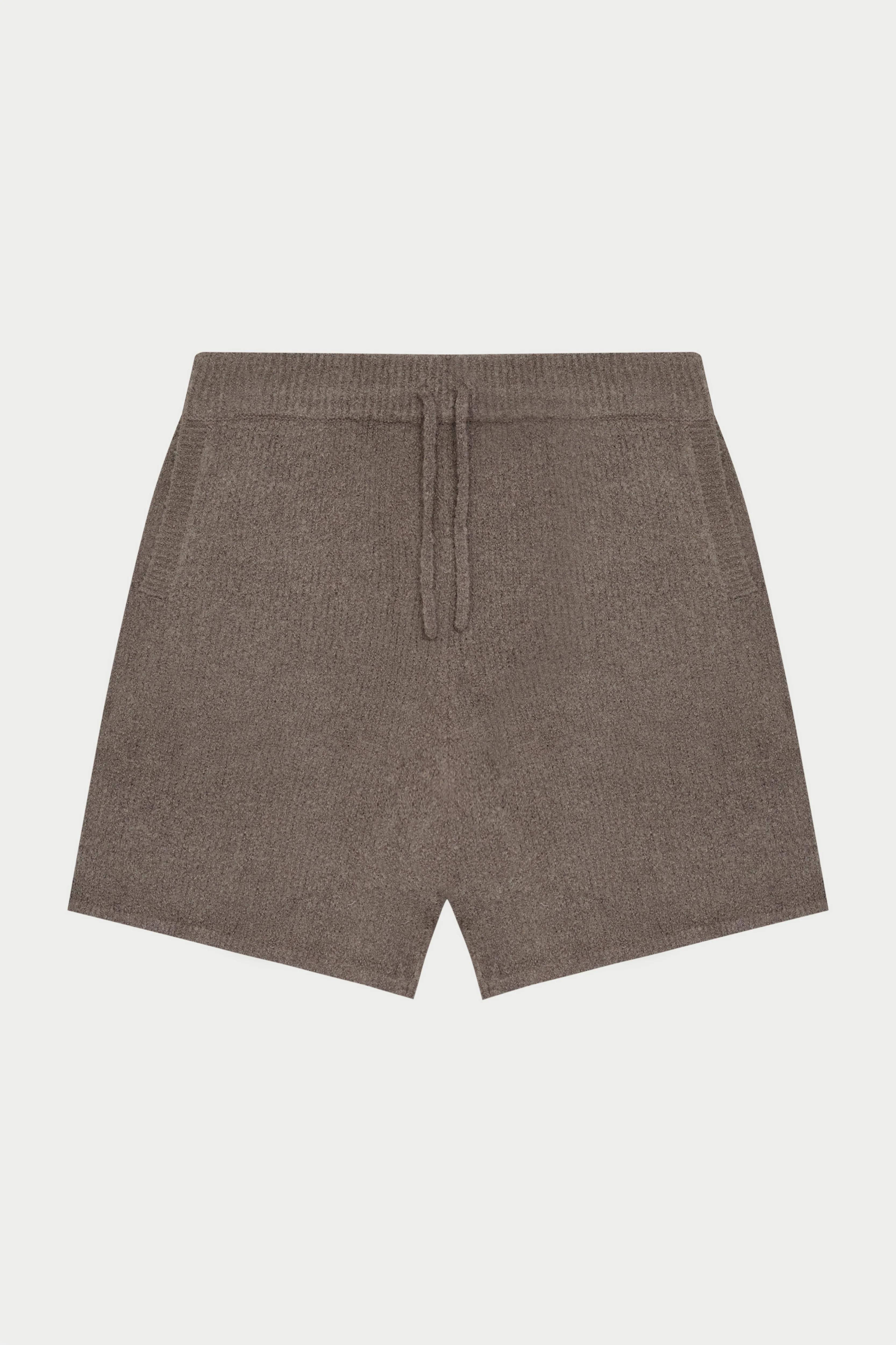 BOUCLE KNIT SHORTS - BROWN