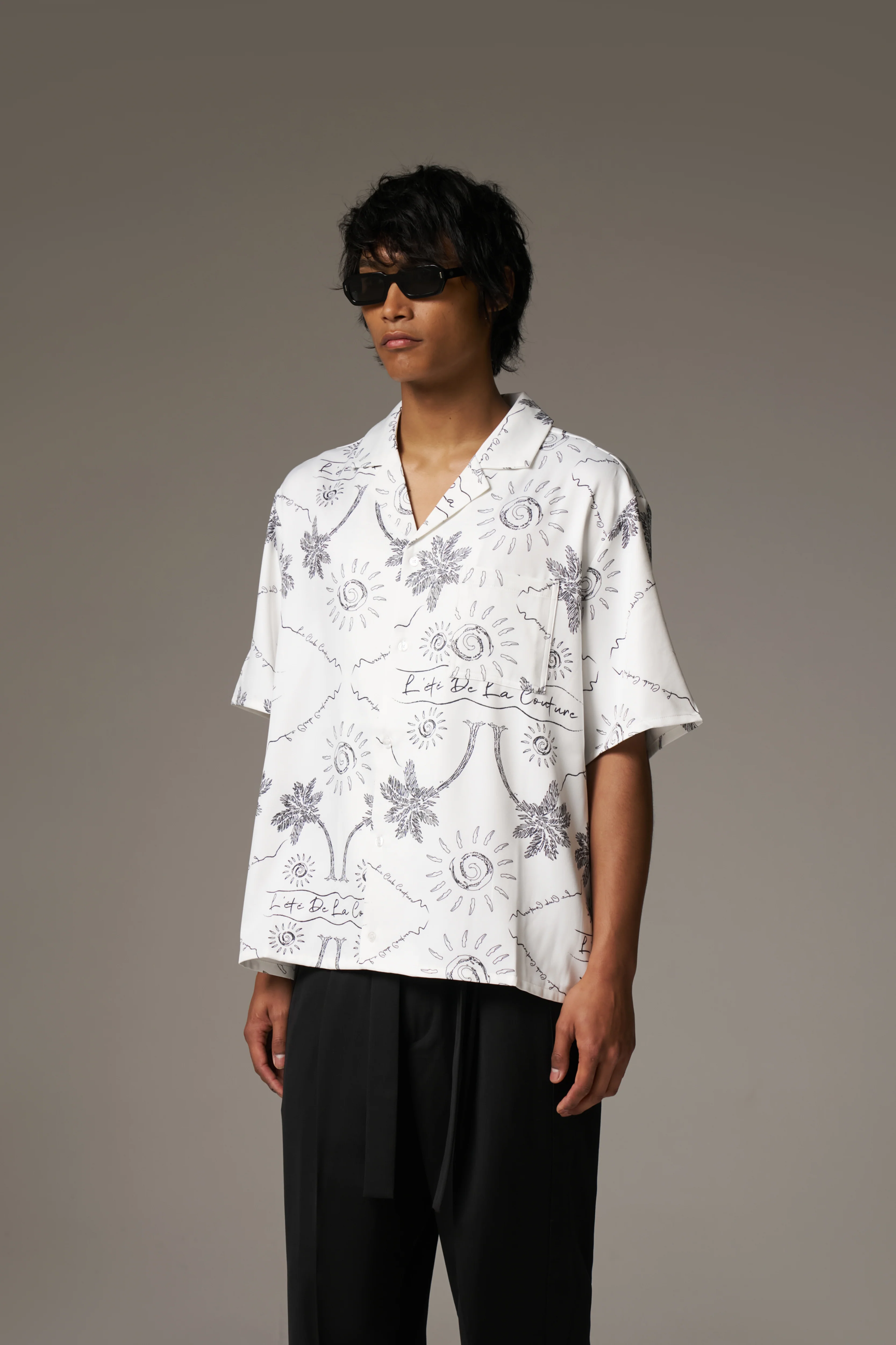 PALM PRINT SHIRT - WHITE