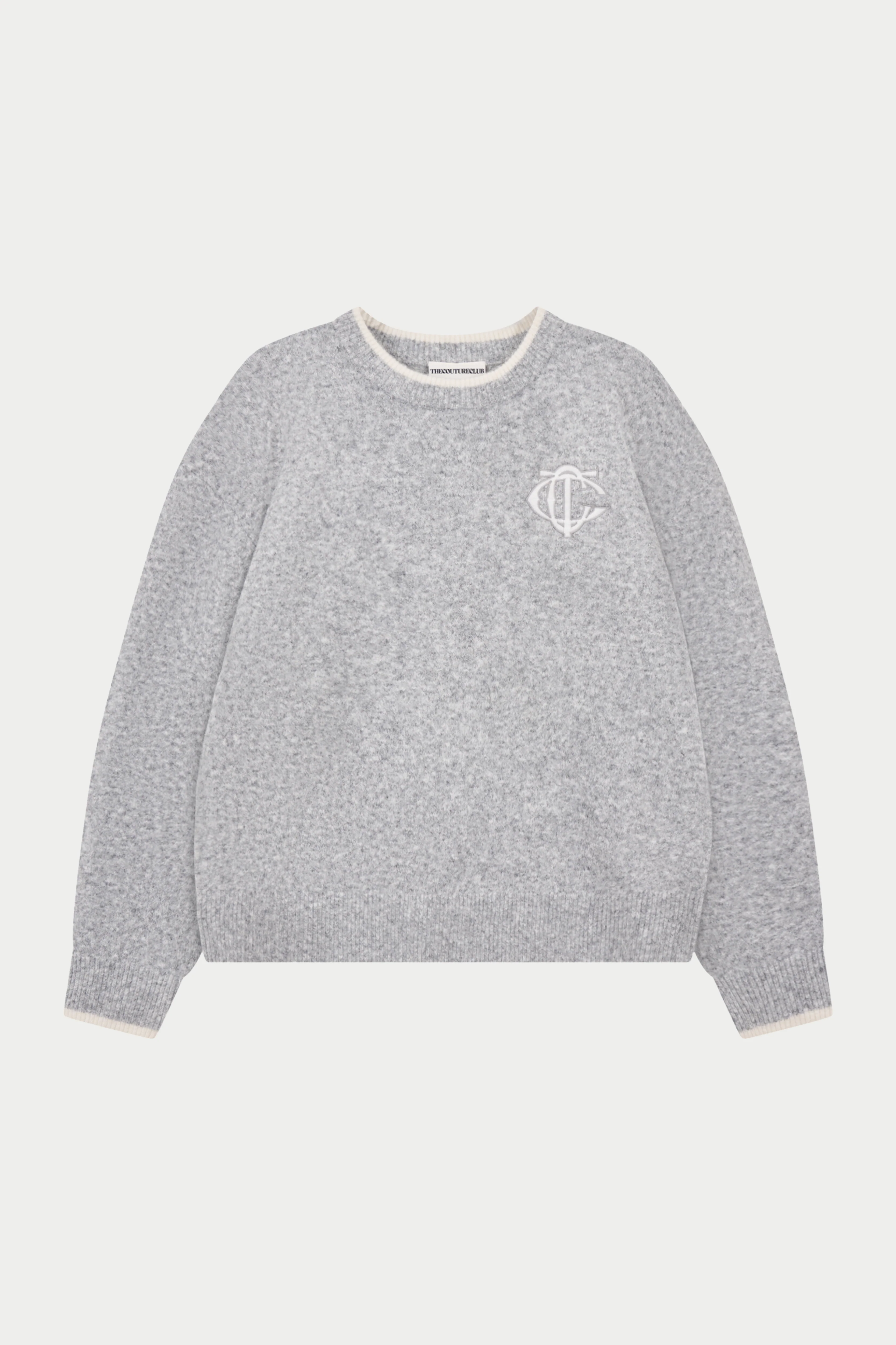 MONOGRAM EMBLEM KNITTED CREW - GREY
