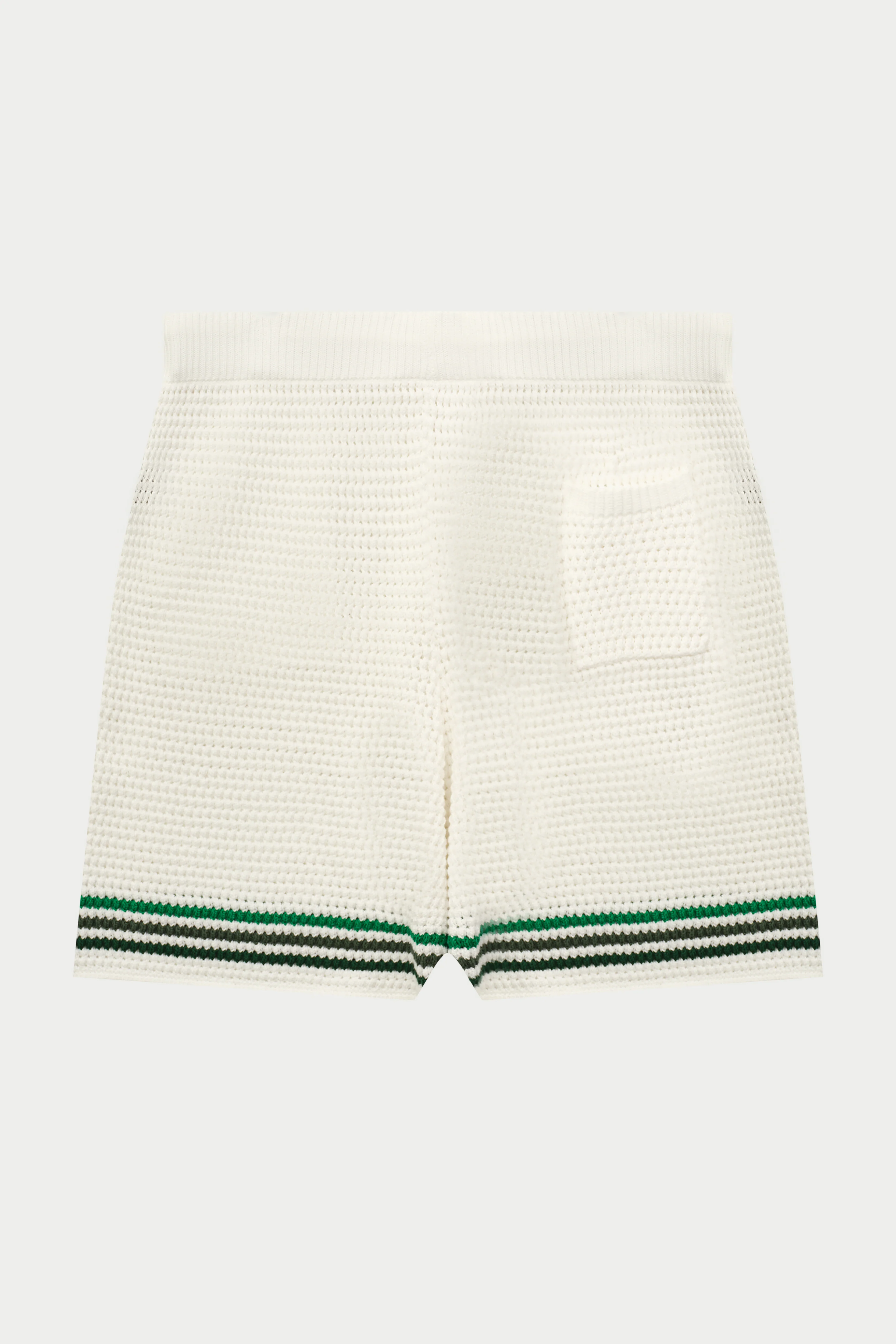 STRIPE CROCHET KNIT SHORTS - WHITE