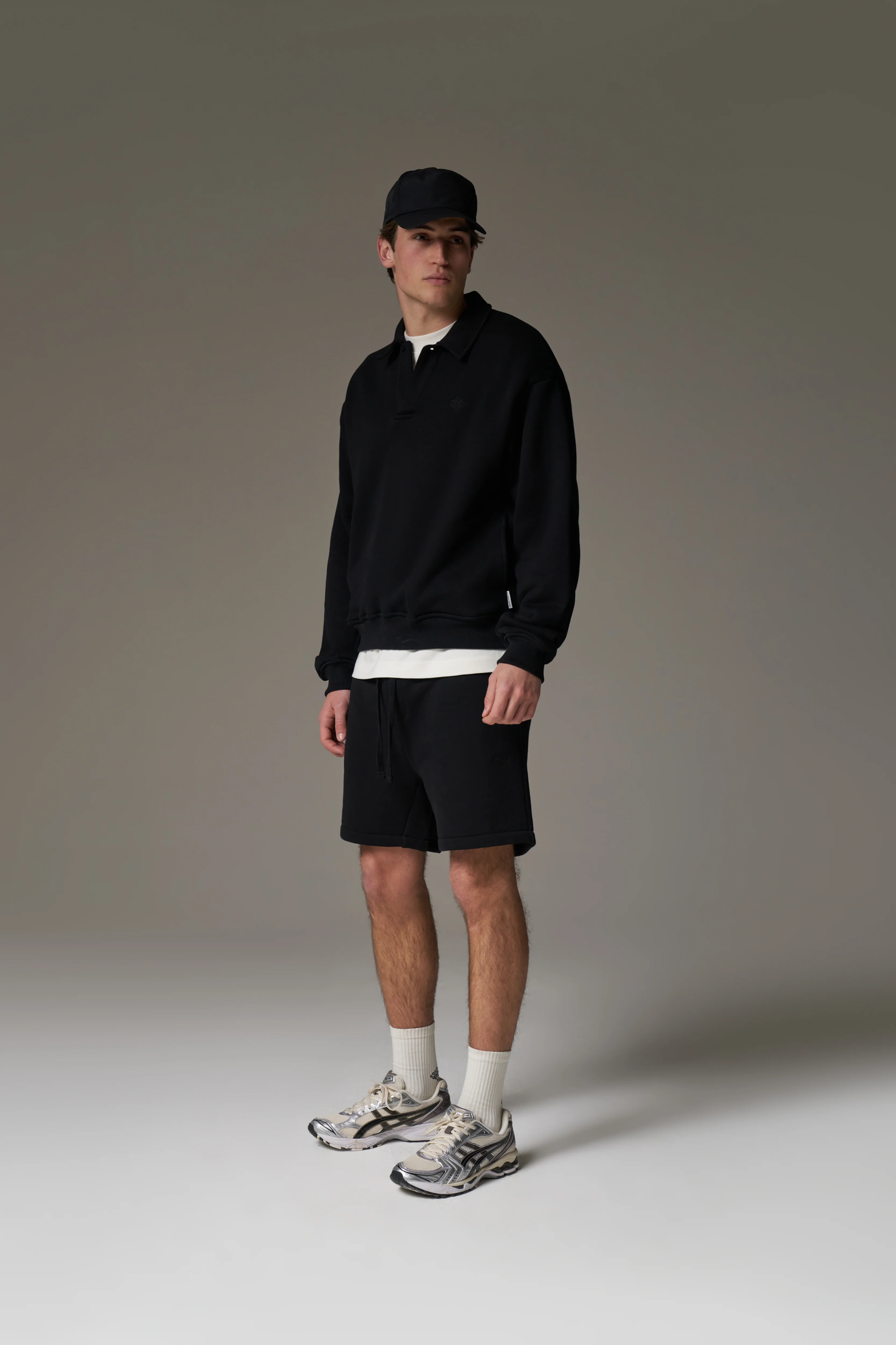LAUNDERED CLASSICS POLO SWEATSHIRT - WASHED BLACK